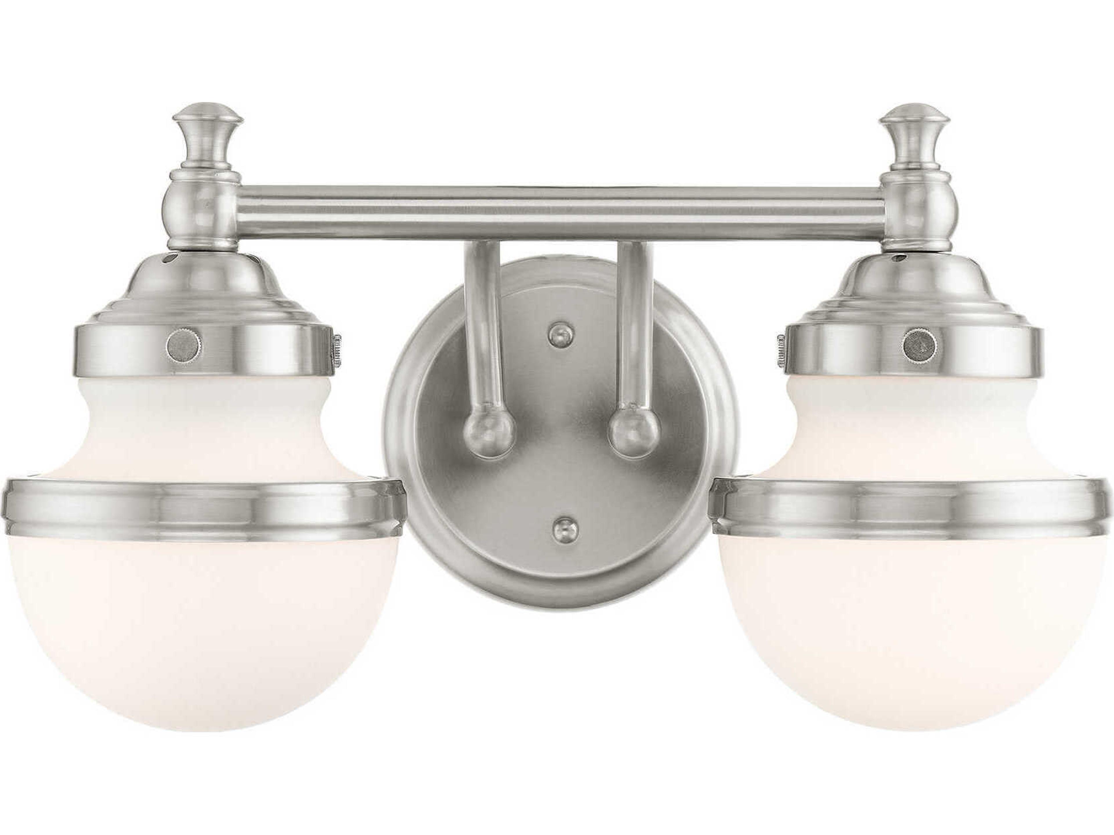 Oldwick 2-Light Brushed Nickel Glass Vanity Light