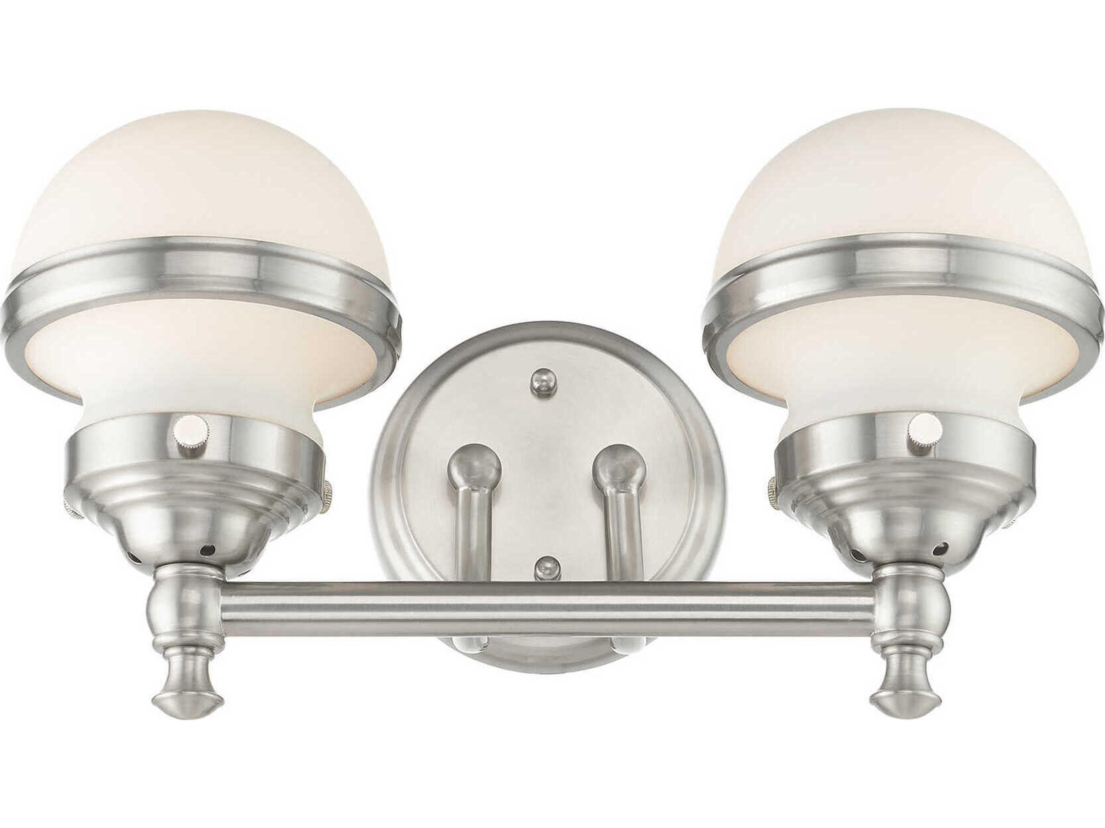 Livex Lighting Oldwick 2-Light Brushed Nickel Glass Vanity Light