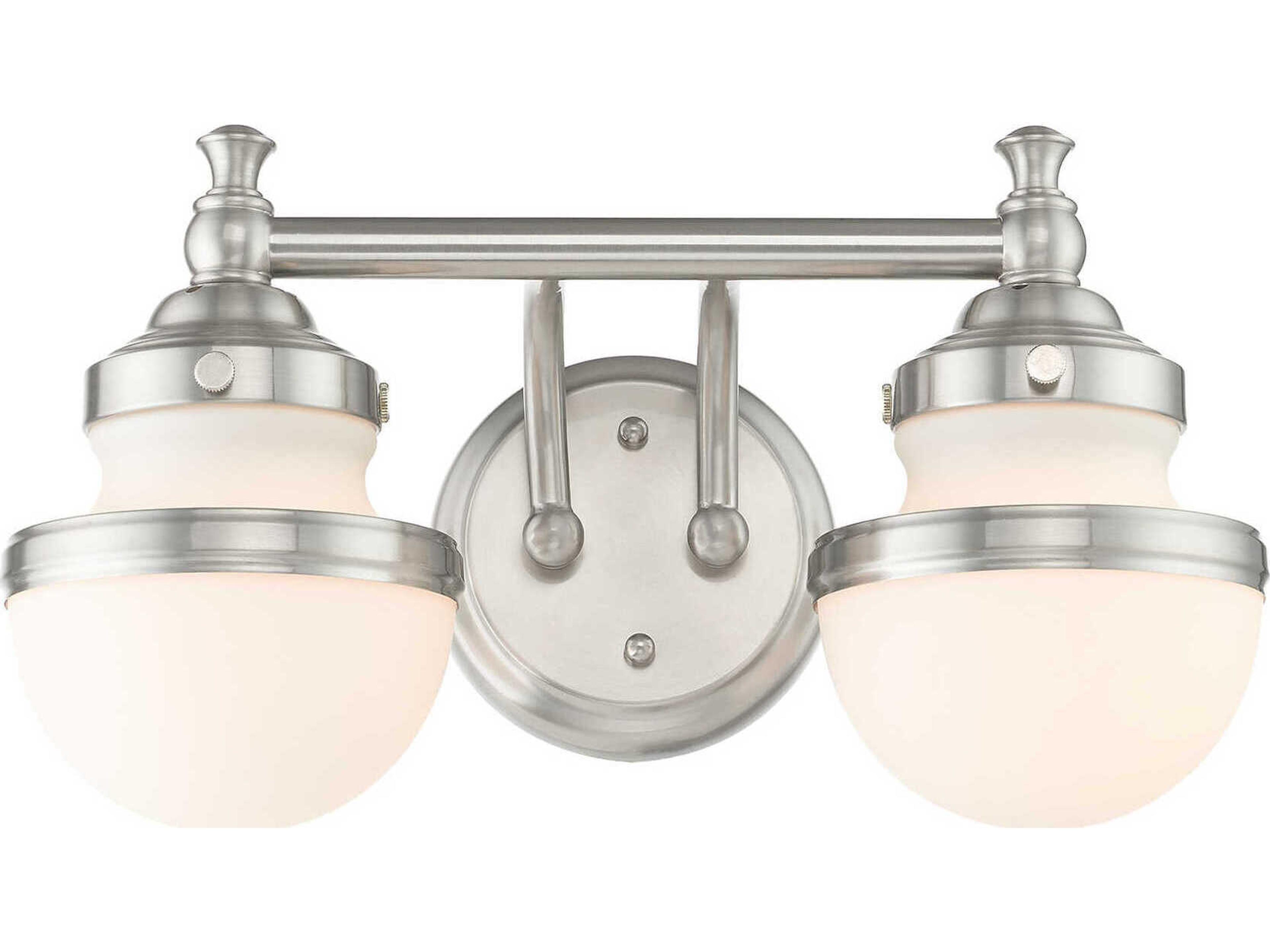Livex Lighting Oldwick 2-Light Brushed Nickel Glass Vanity Light