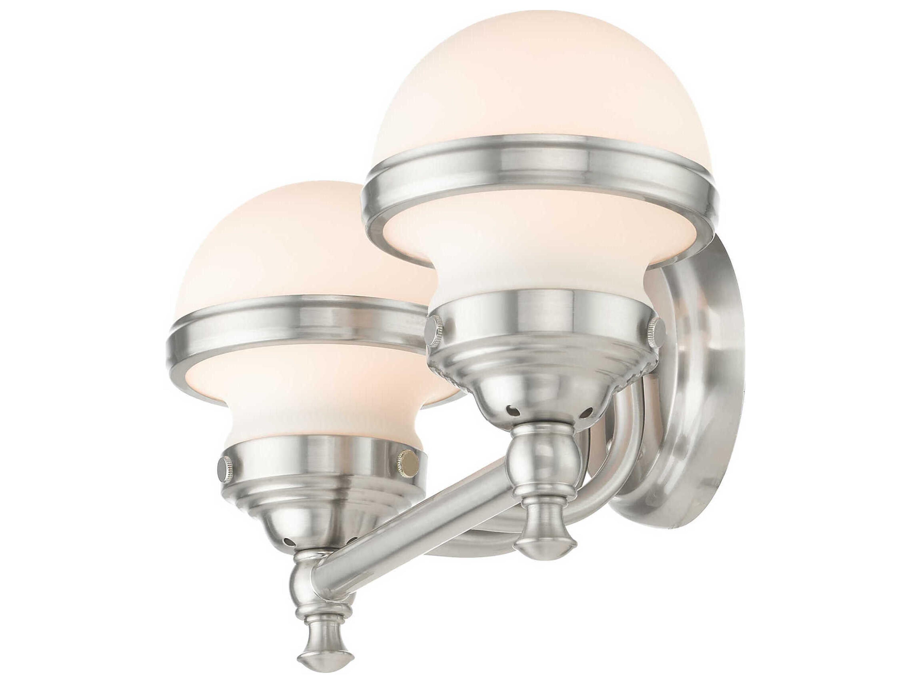 Livex Lighting Oldwick 2-Light Brushed Nickel Glass Vanity Light