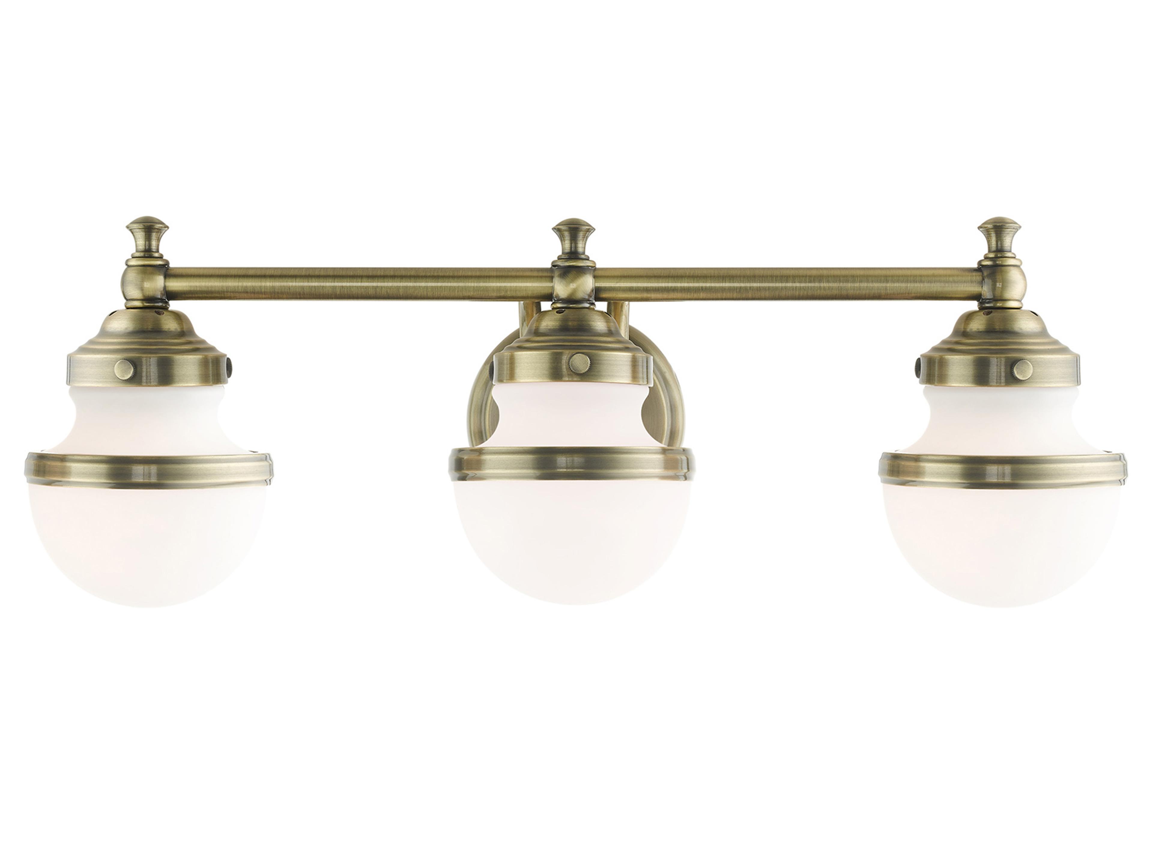 Oldwick 3-Light Antique Brass Glass Vanity Light