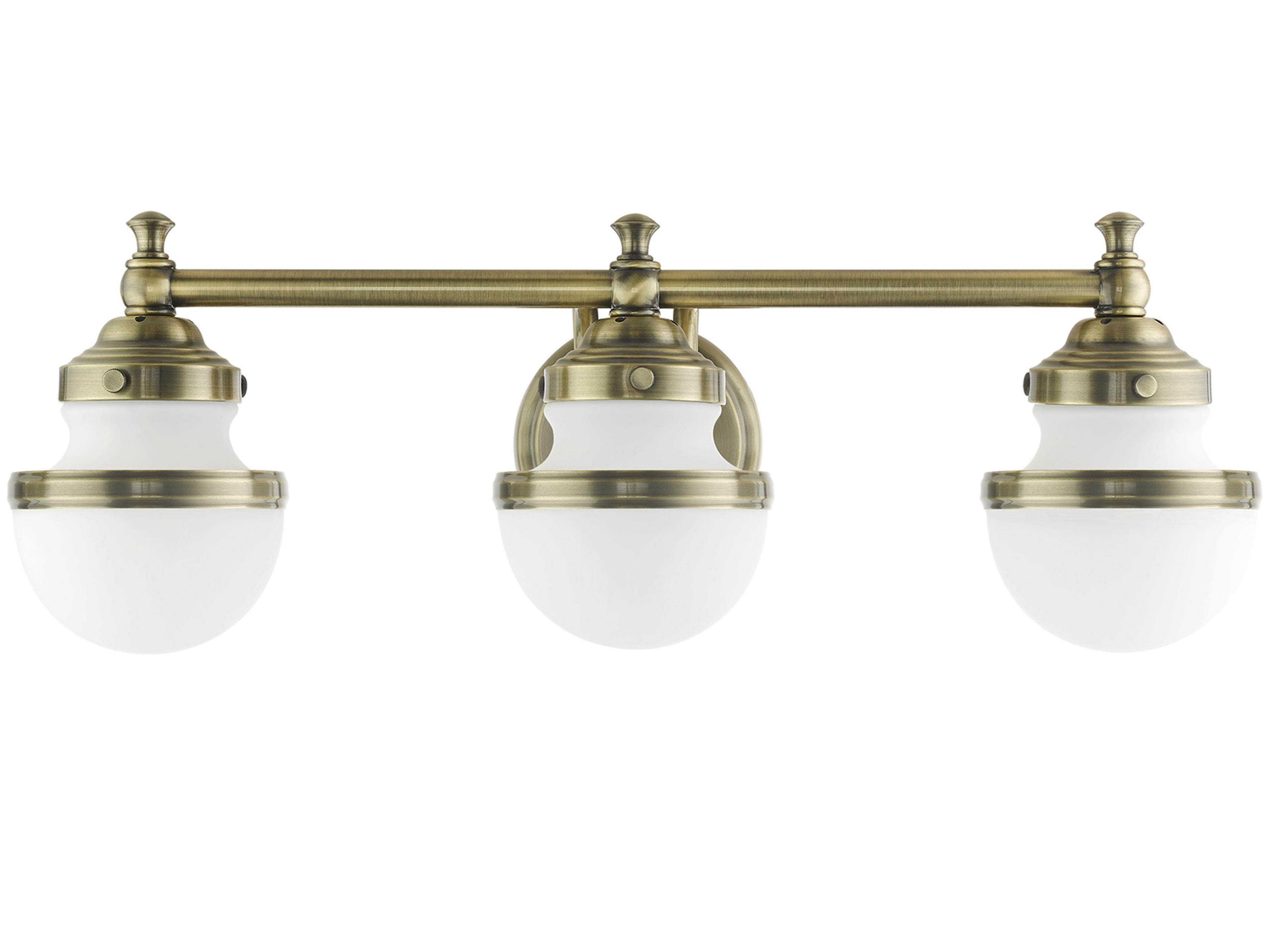 Livex Lighting Oldwick 3-Light Antique Brass Glass Vanity Light