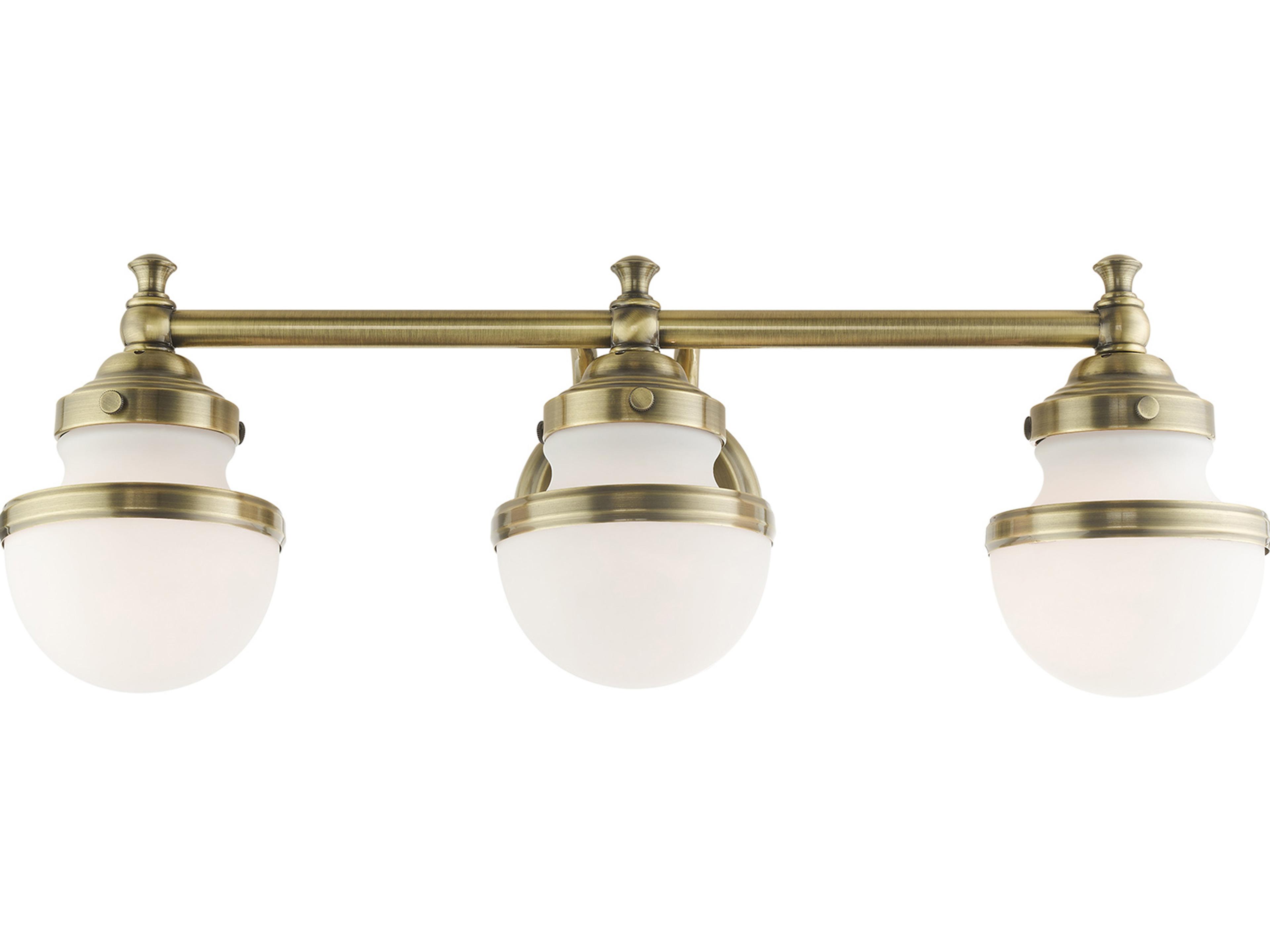 Livex Lighting Oldwick 3-Light Antique Brass Glass Vanity Light