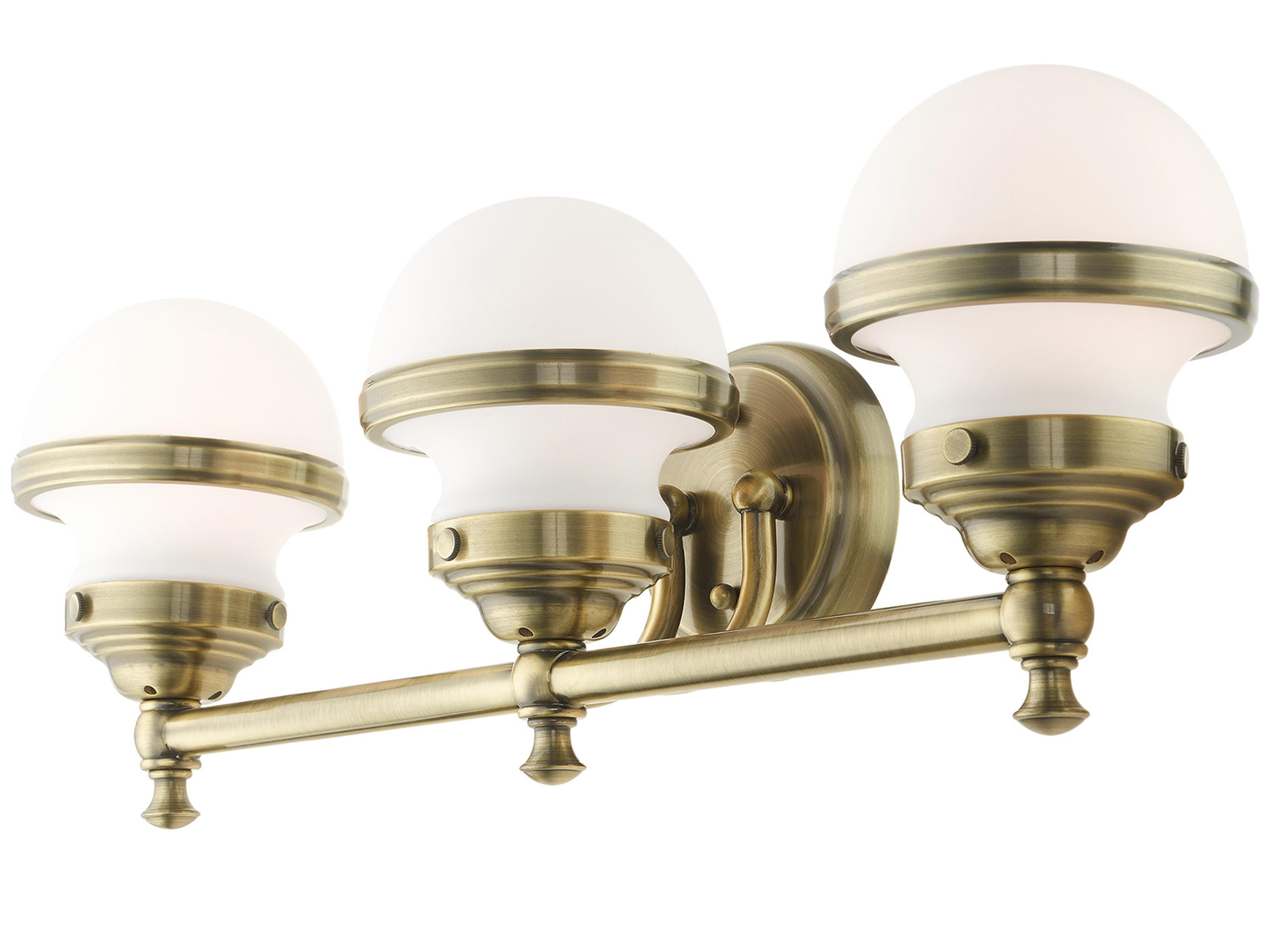 Livex Lighting Oldwick 3-Light Antique Brass Glass Vanity Light