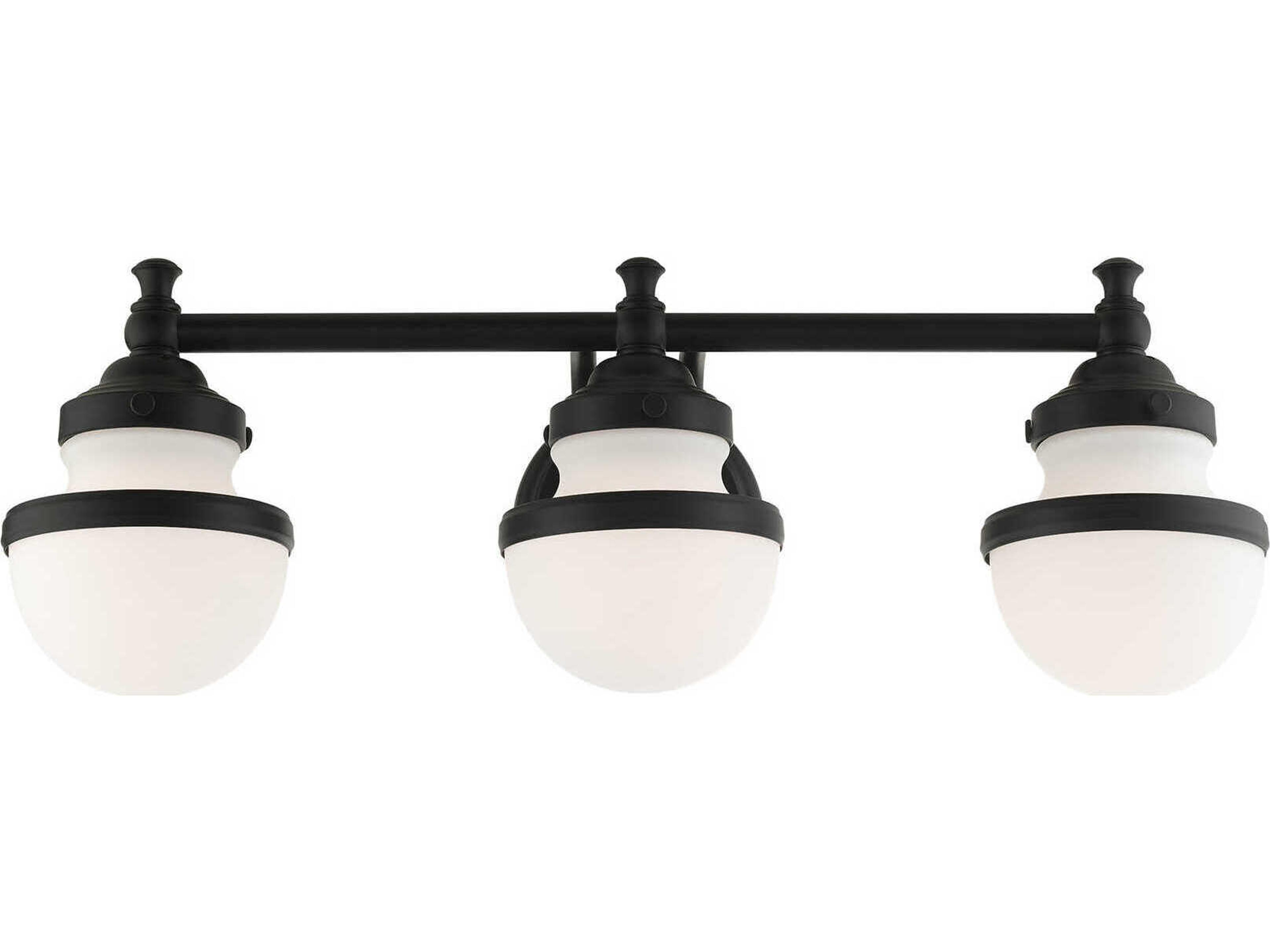 Oldwick 3-Light Black Glass Vanity Light