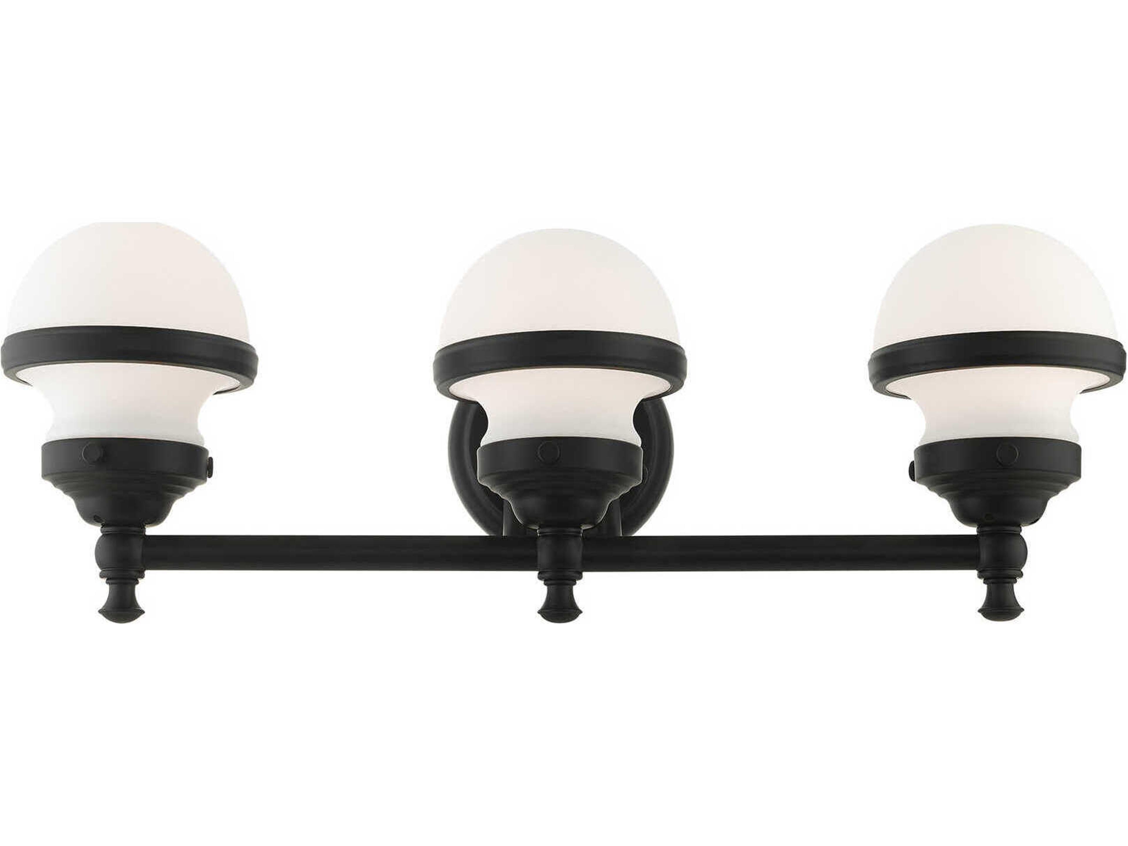 Livex Lighting Oldwick 3-Light Black Glass Vanity Light