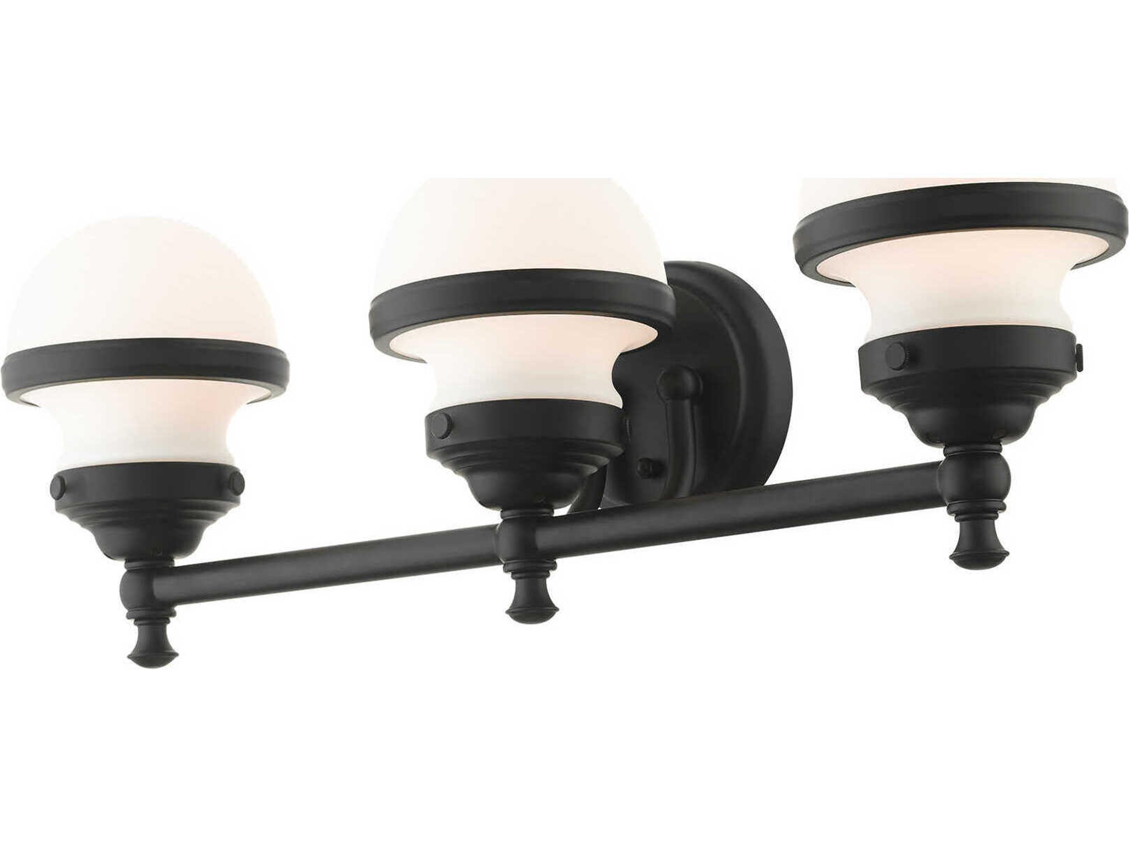 Livex Lighting Oldwick 3-Light Black Glass Vanity Light