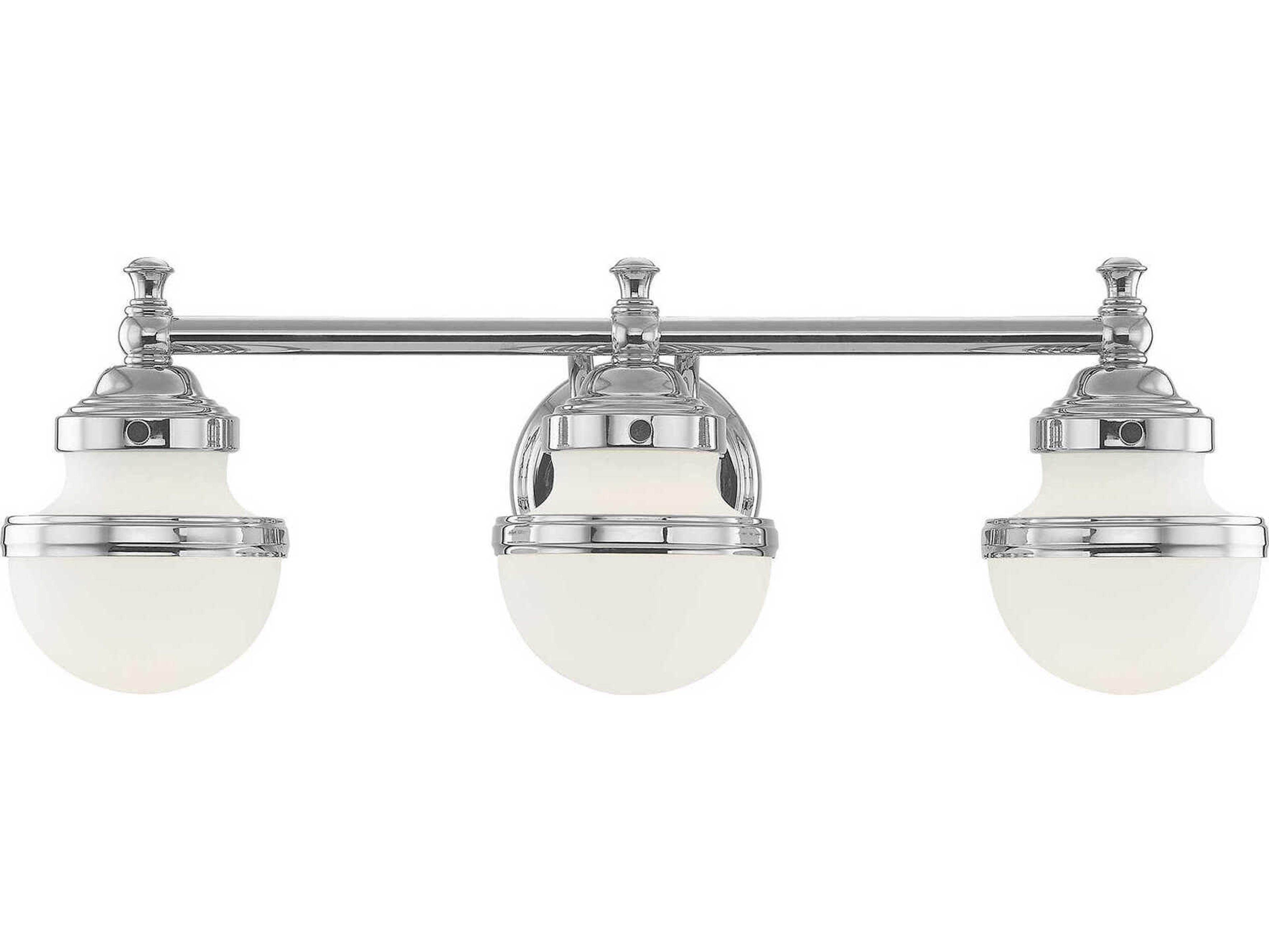Oldwick 3-Light Polished Chrome Glass Vanity Light