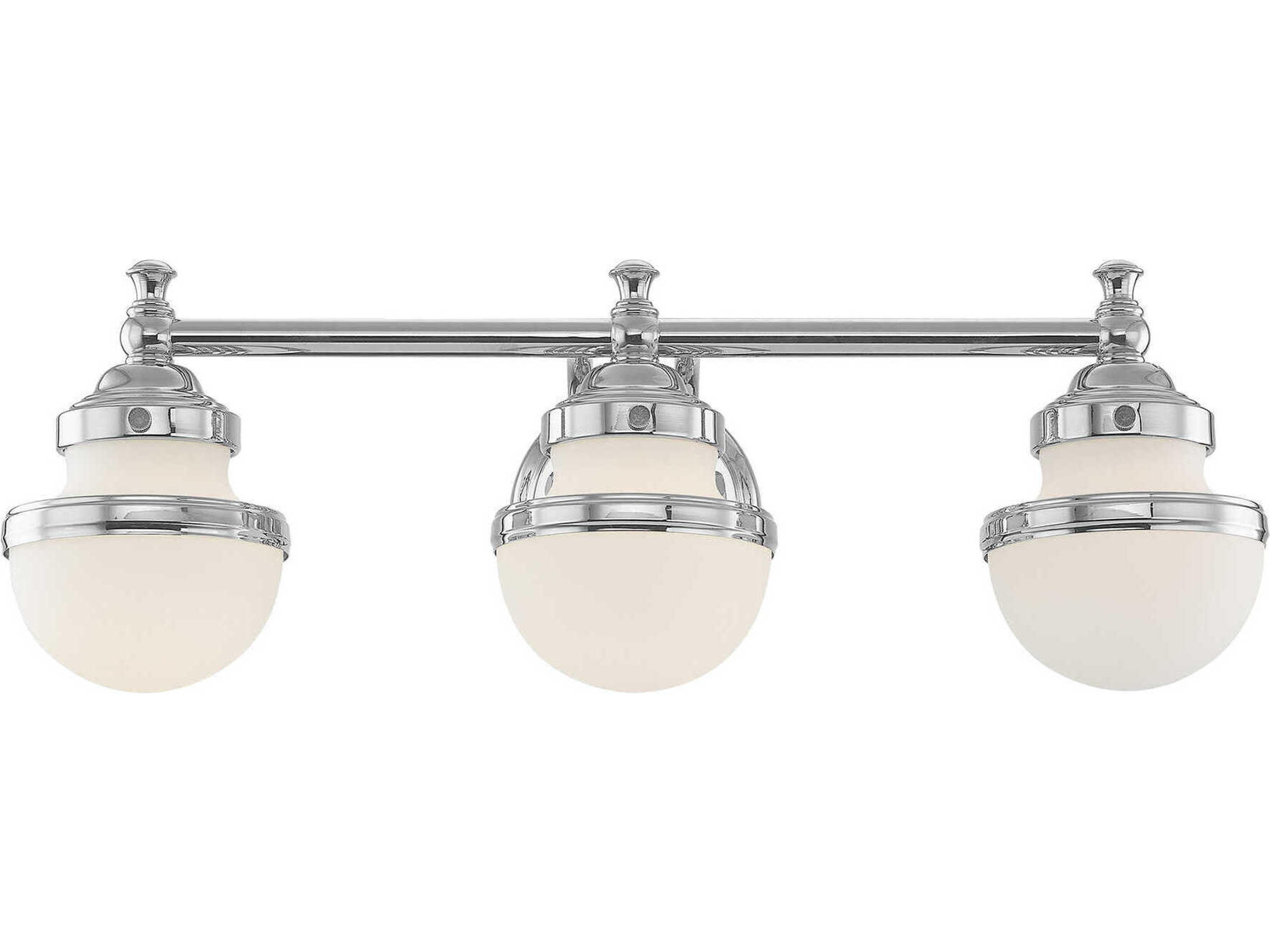 Livex Lighting Oldwick 3-Light Polished Chrome Glass Vanity Light