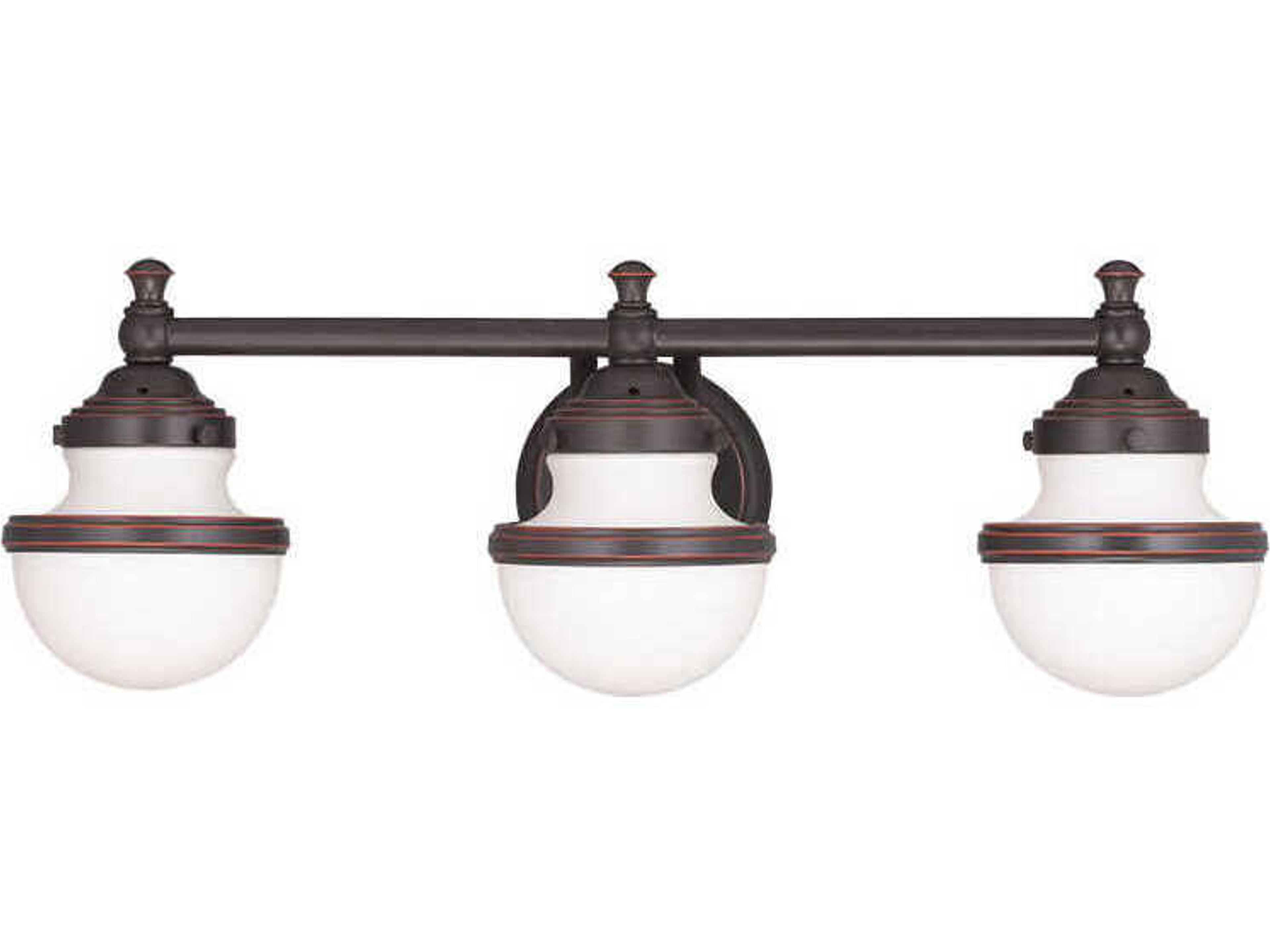 Oldwick 3-Light Olde Bronze Glass Vanity Light