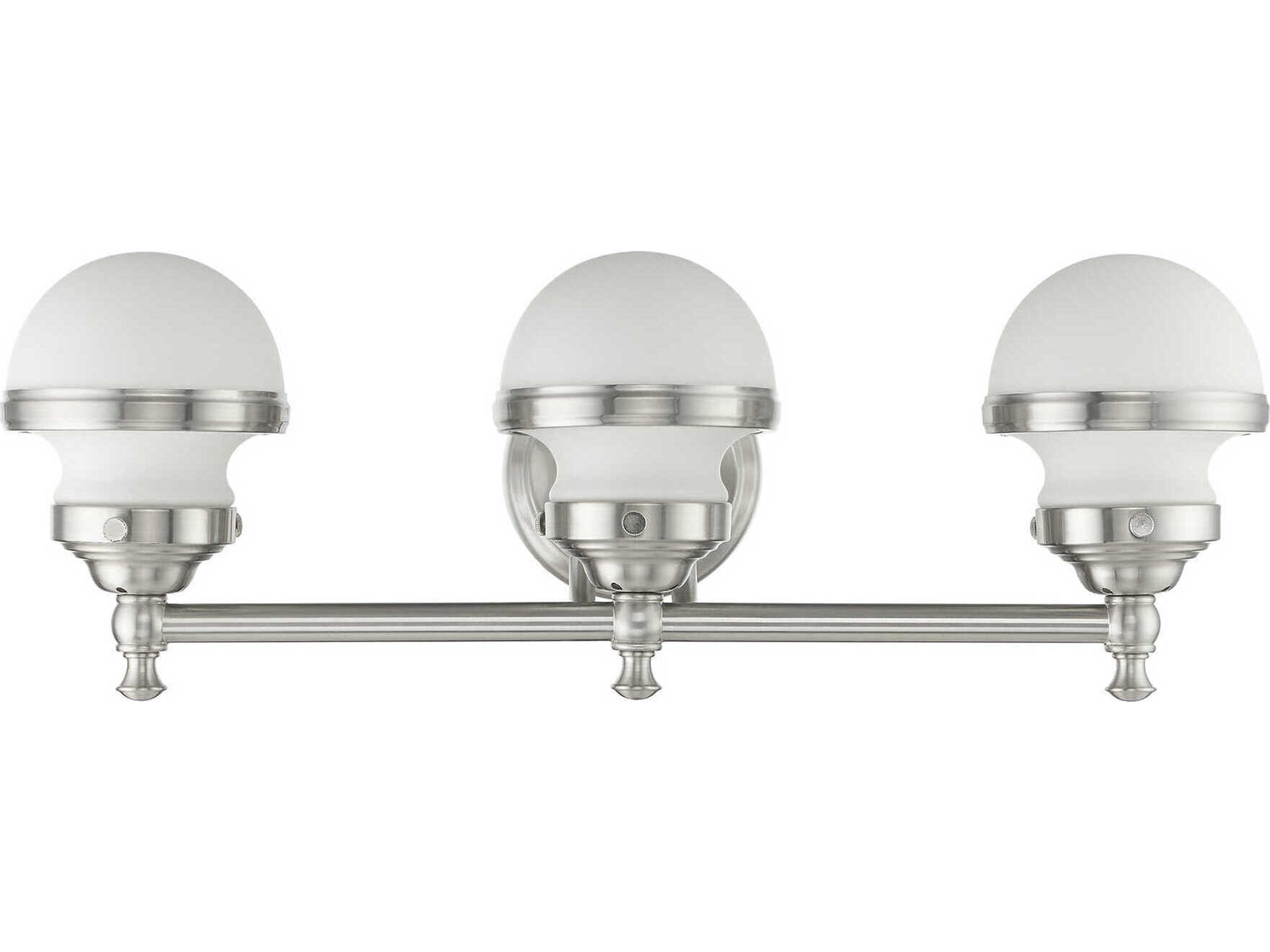 Livex Lighting Oldwick 3-Light Brushed Nickel Glass Vanity Light