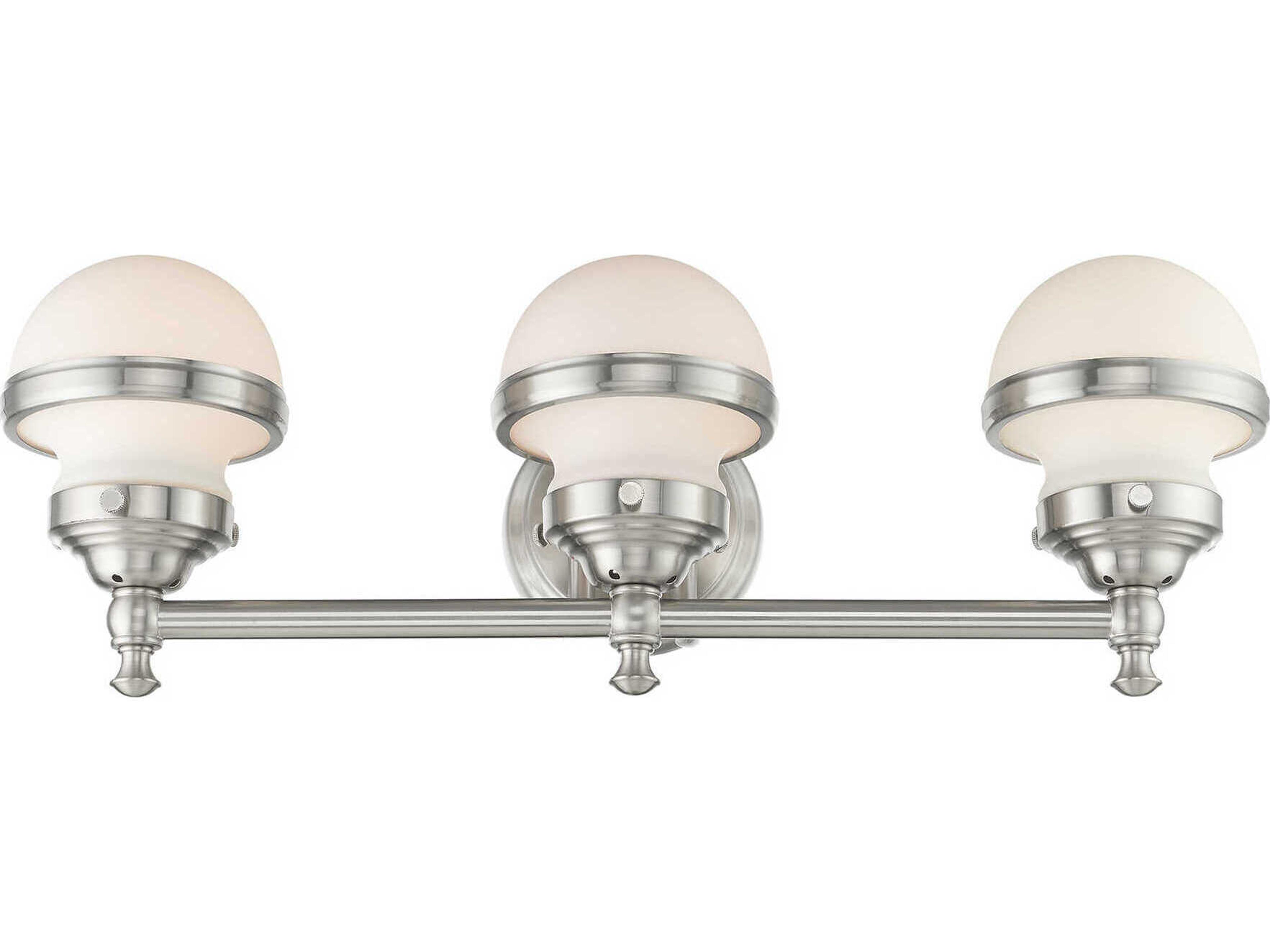 Livex Lighting Oldwick 3-Light Brushed Nickel Glass Vanity Light