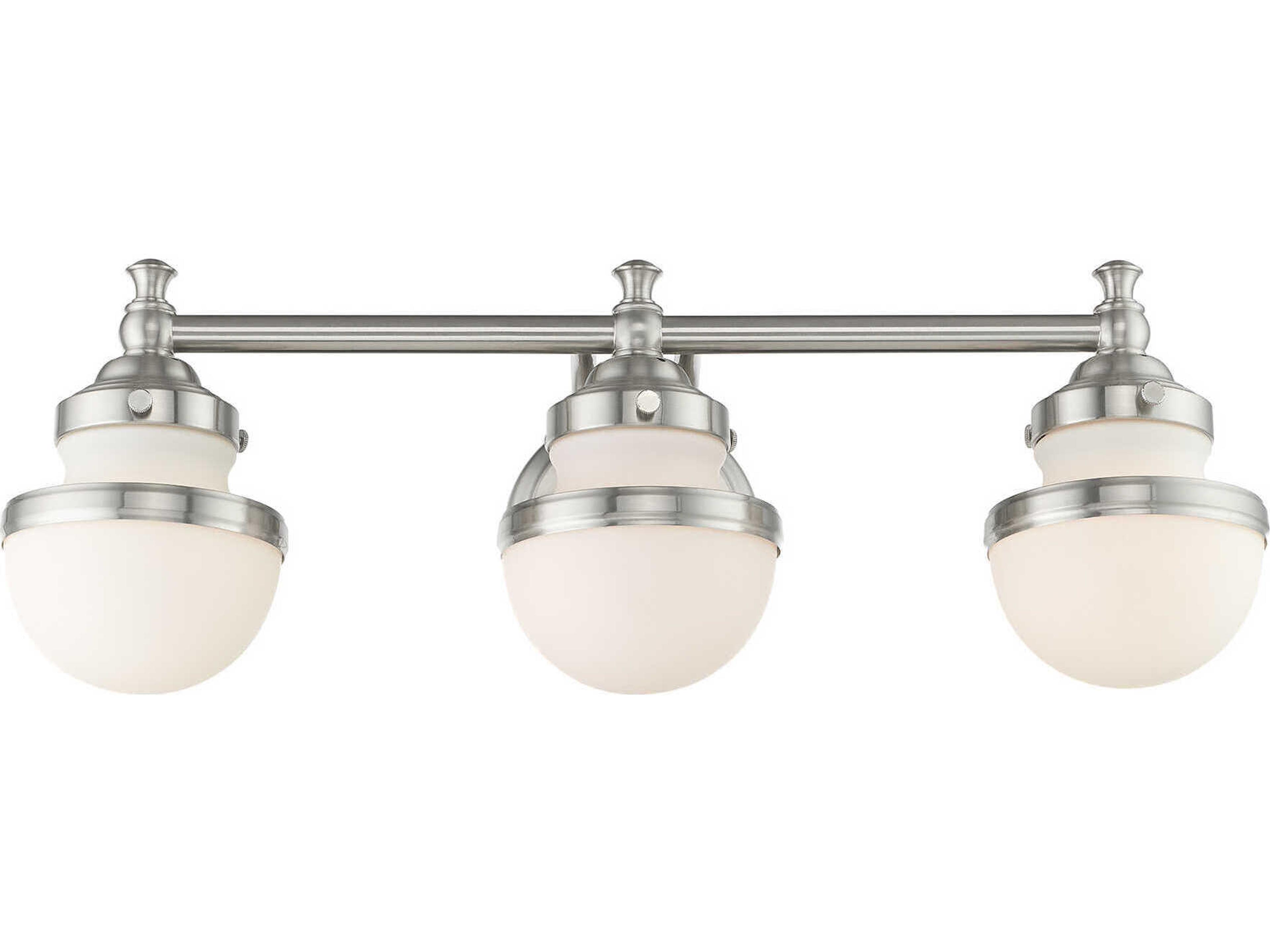 Livex Lighting Oldwick 3-Light Brushed Nickel Glass Vanity Light