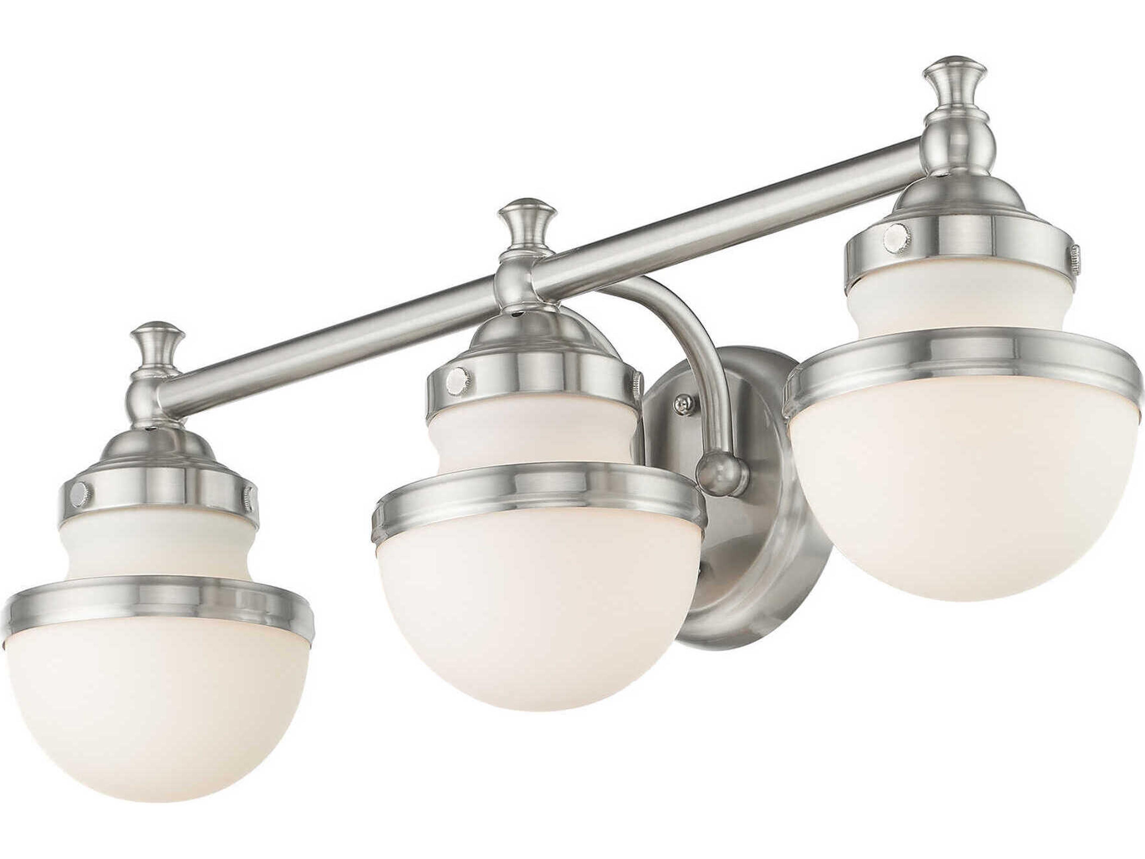Livex Lighting Oldwick 3-Light Brushed Nickel Glass Vanity Light