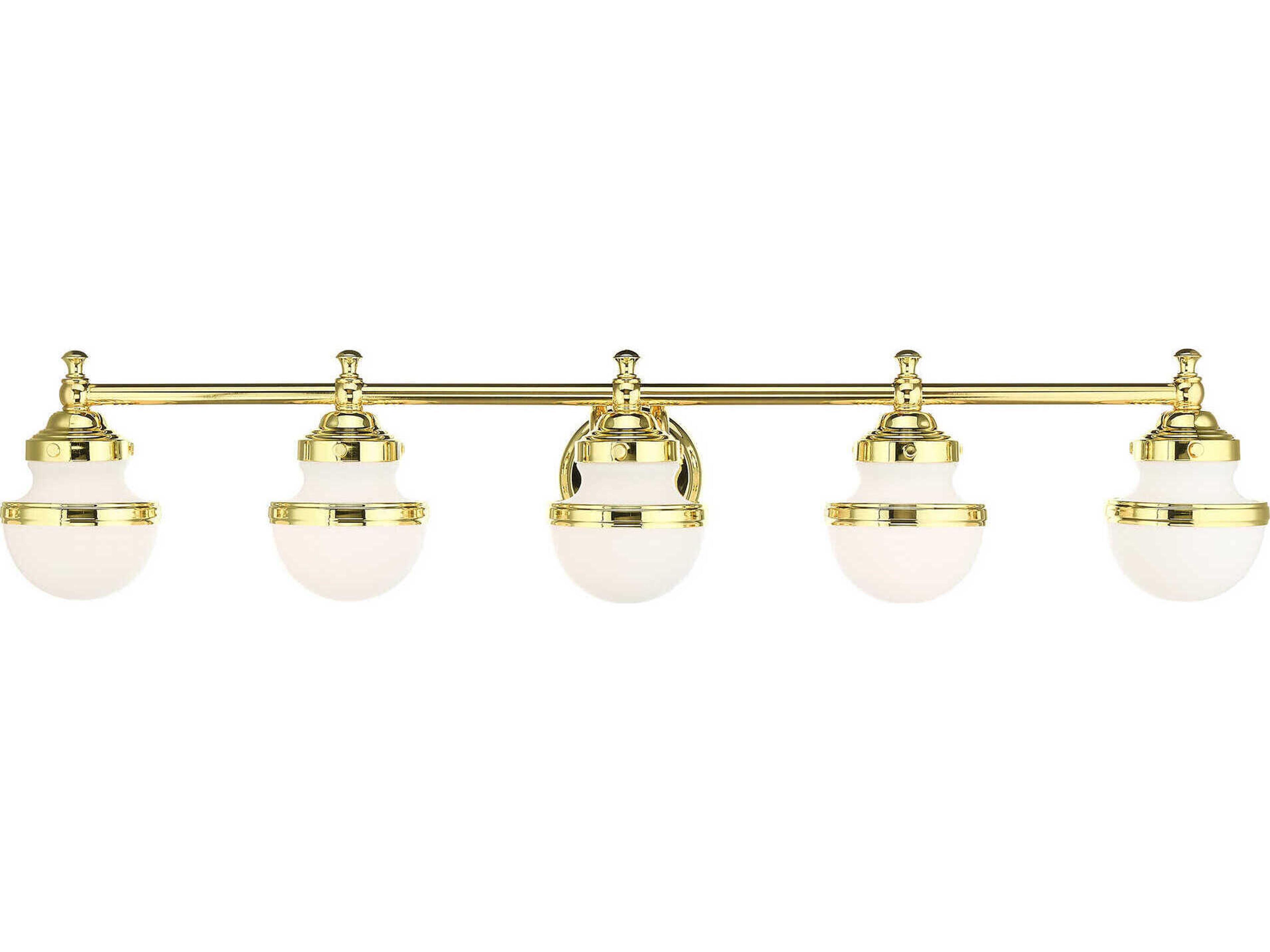 Oldwick 5-Light Polished Brass Glass Vanity Light