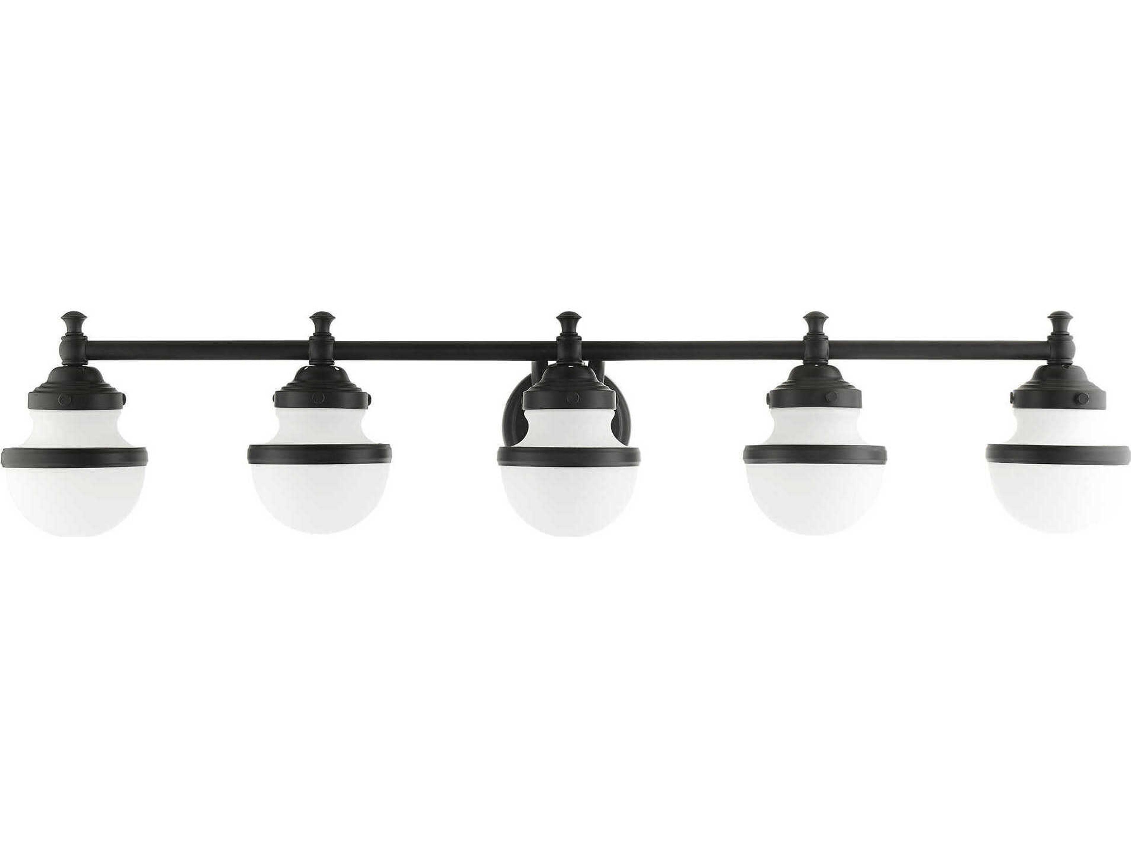 Livex Lighting Oldwick 5-Light Black Glass Vanity Light