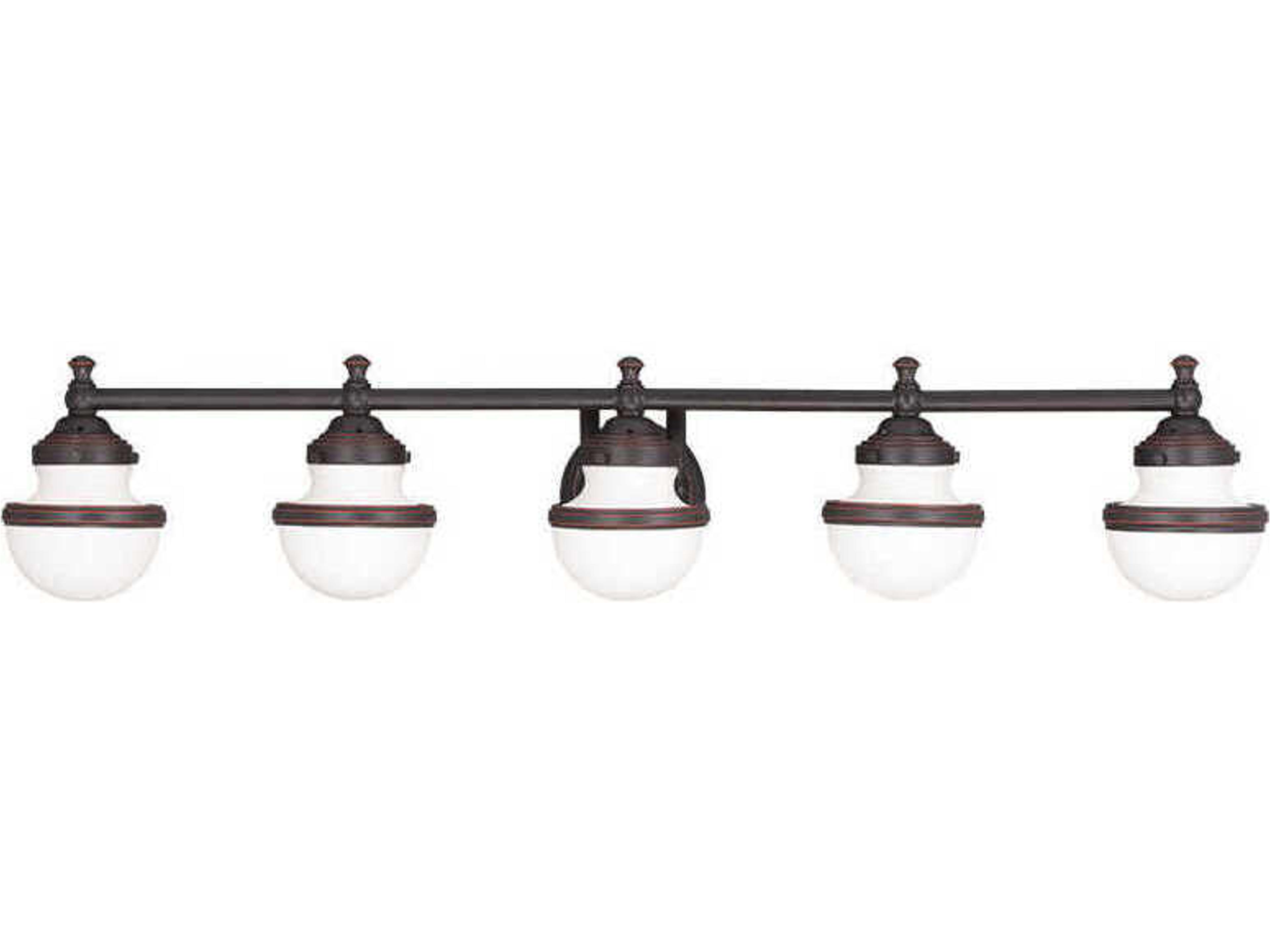 Oldwick 5-Light Olde Bronze Glass Vanity Light