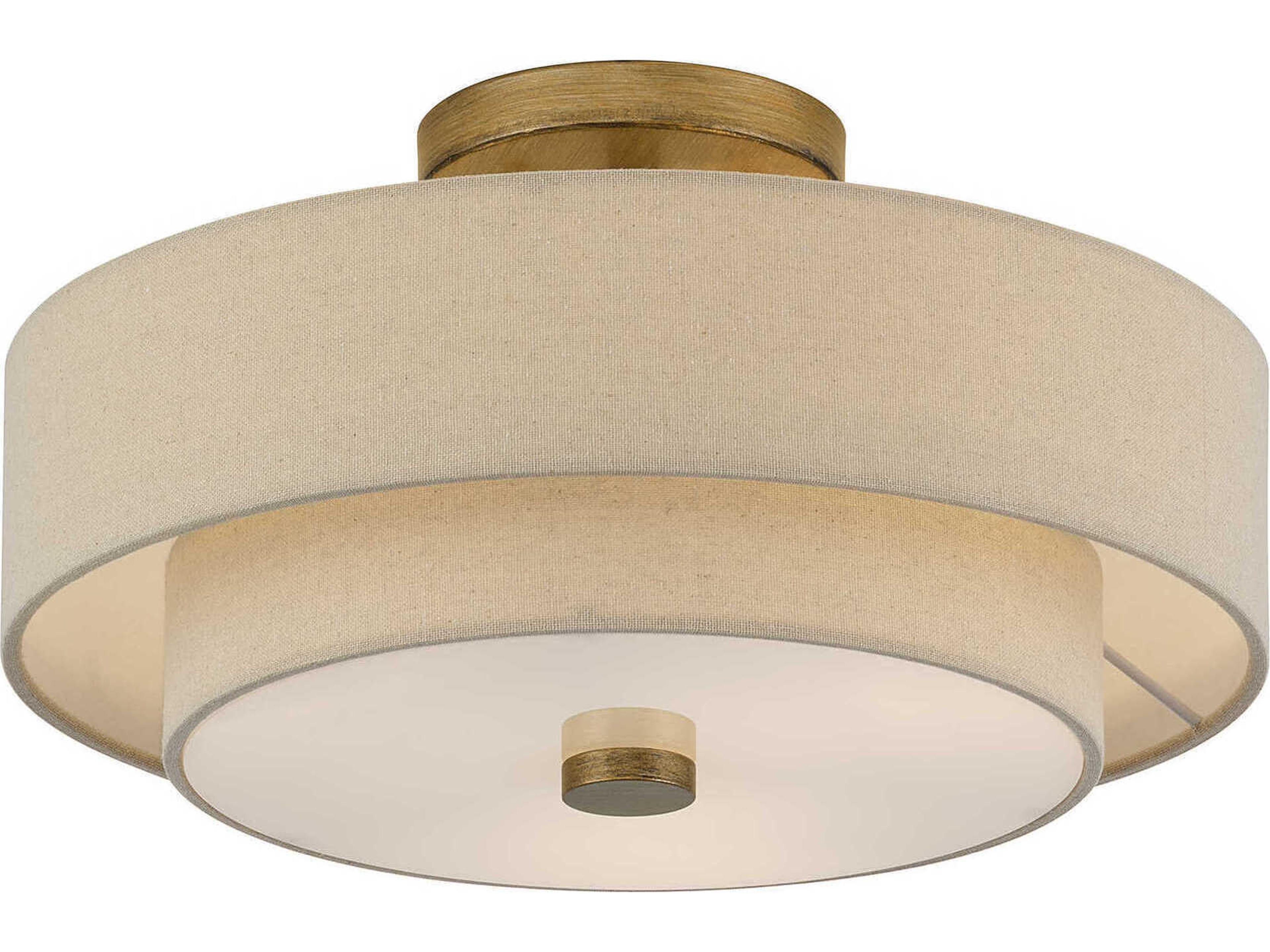 Livex Lighting Bellingham 3-Light Antique Gold Leaf Drum Semi Flush Mount