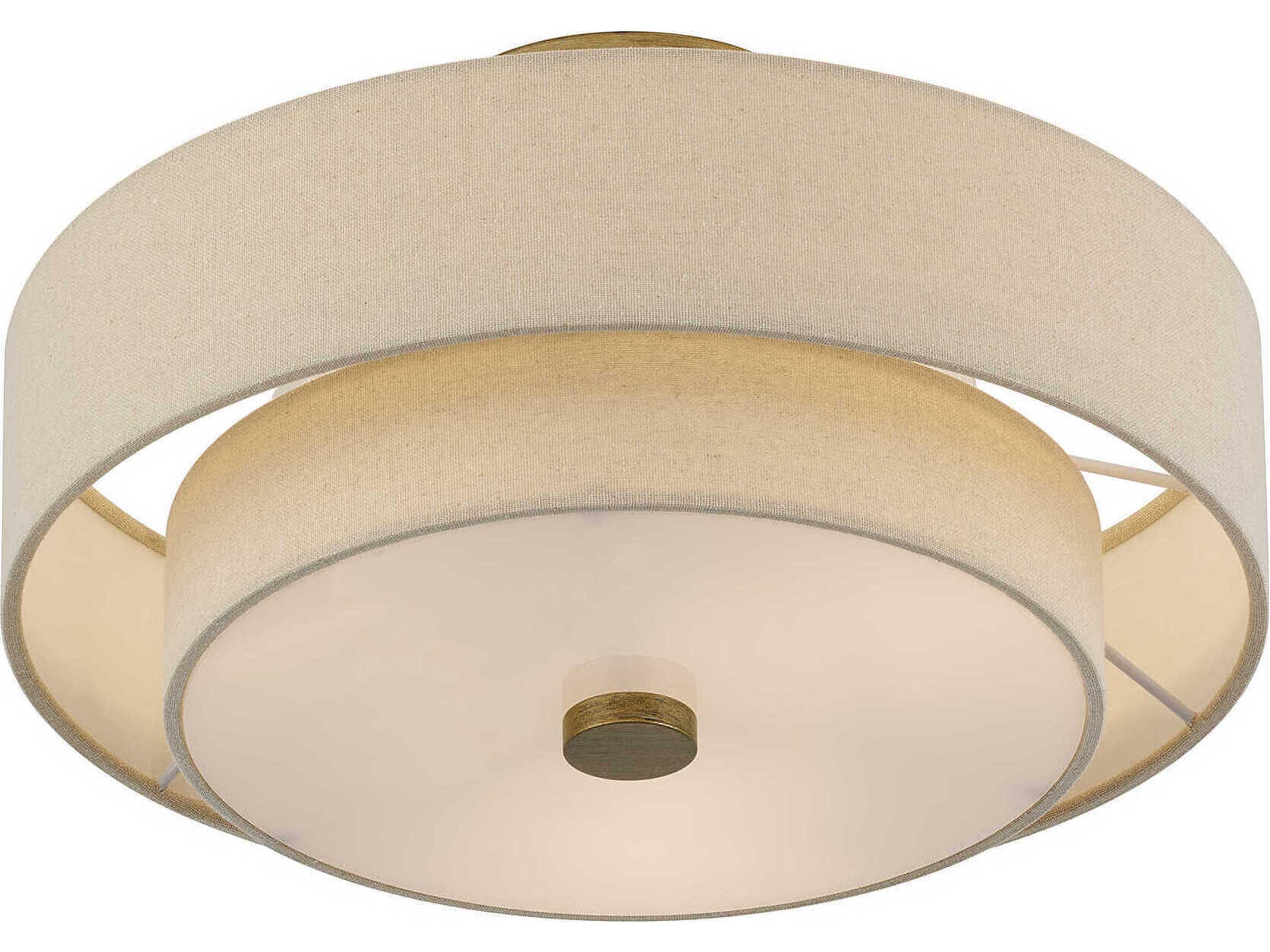 Livex Lighting Bellingham 3-Light Antique Gold Leaf Drum Semi Flush Mount