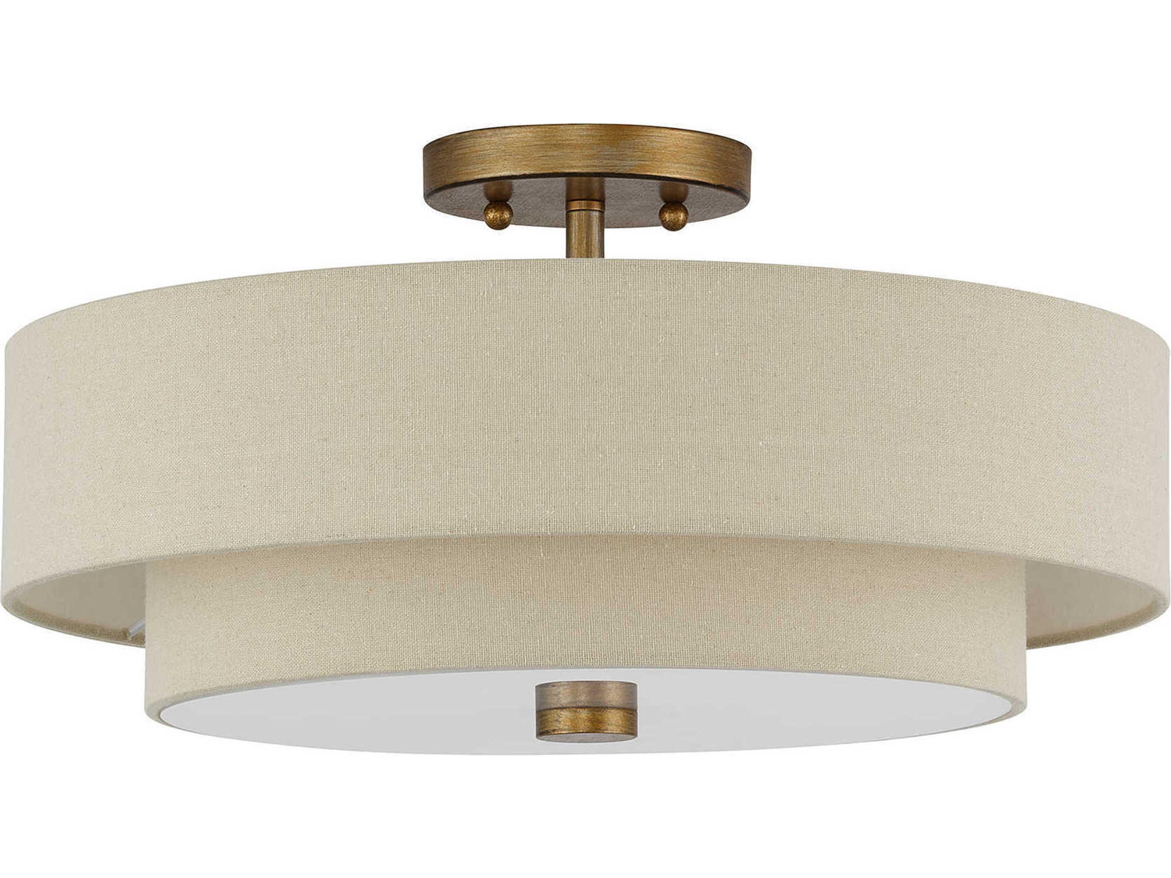 Livex Lighting Bellingham 4-Light Antique Gold Leaf Linear Semi Flush Mount