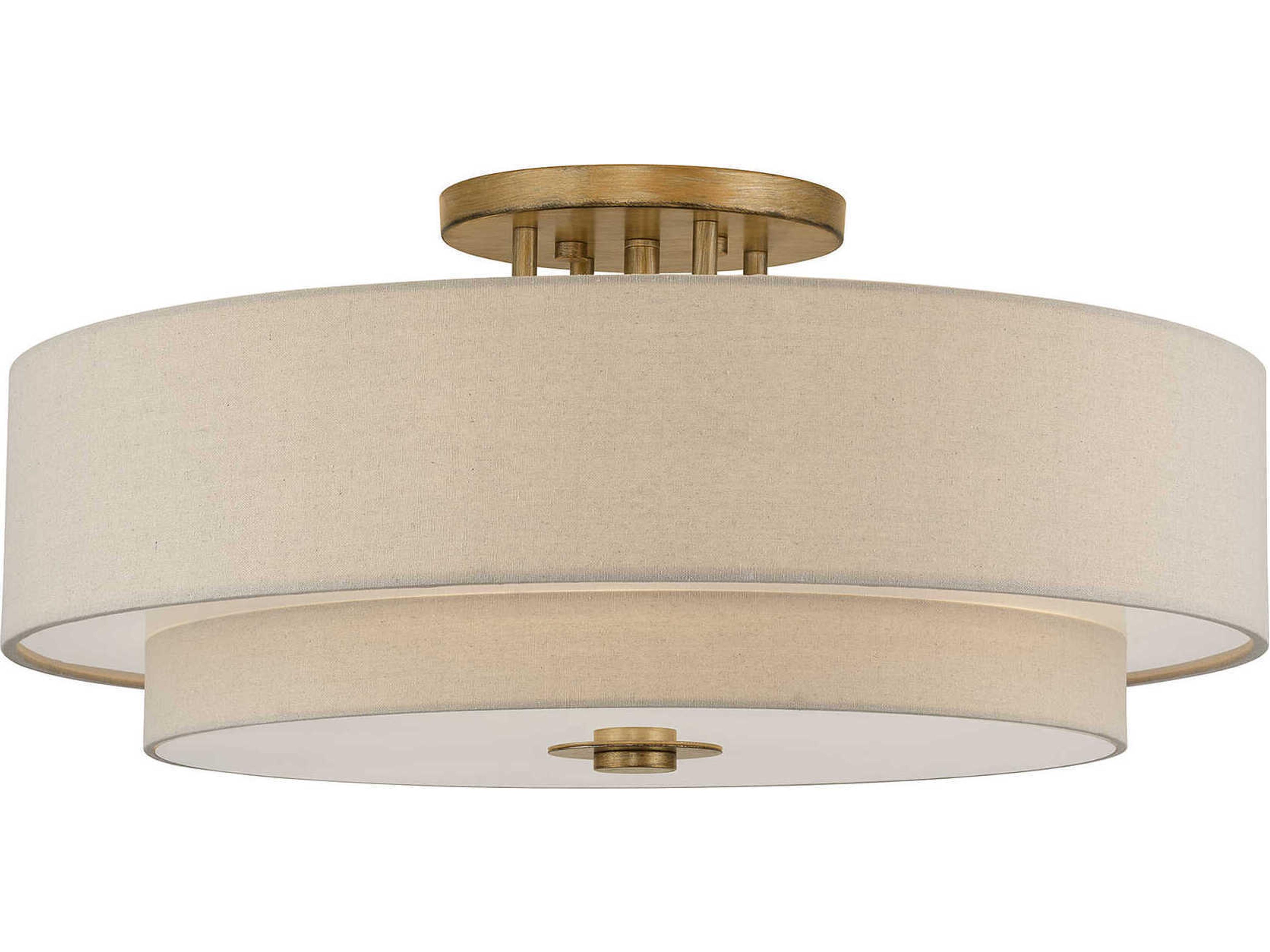 Bellingham 6-Light Antique Gold Leaf Drum Semi Flush Mount