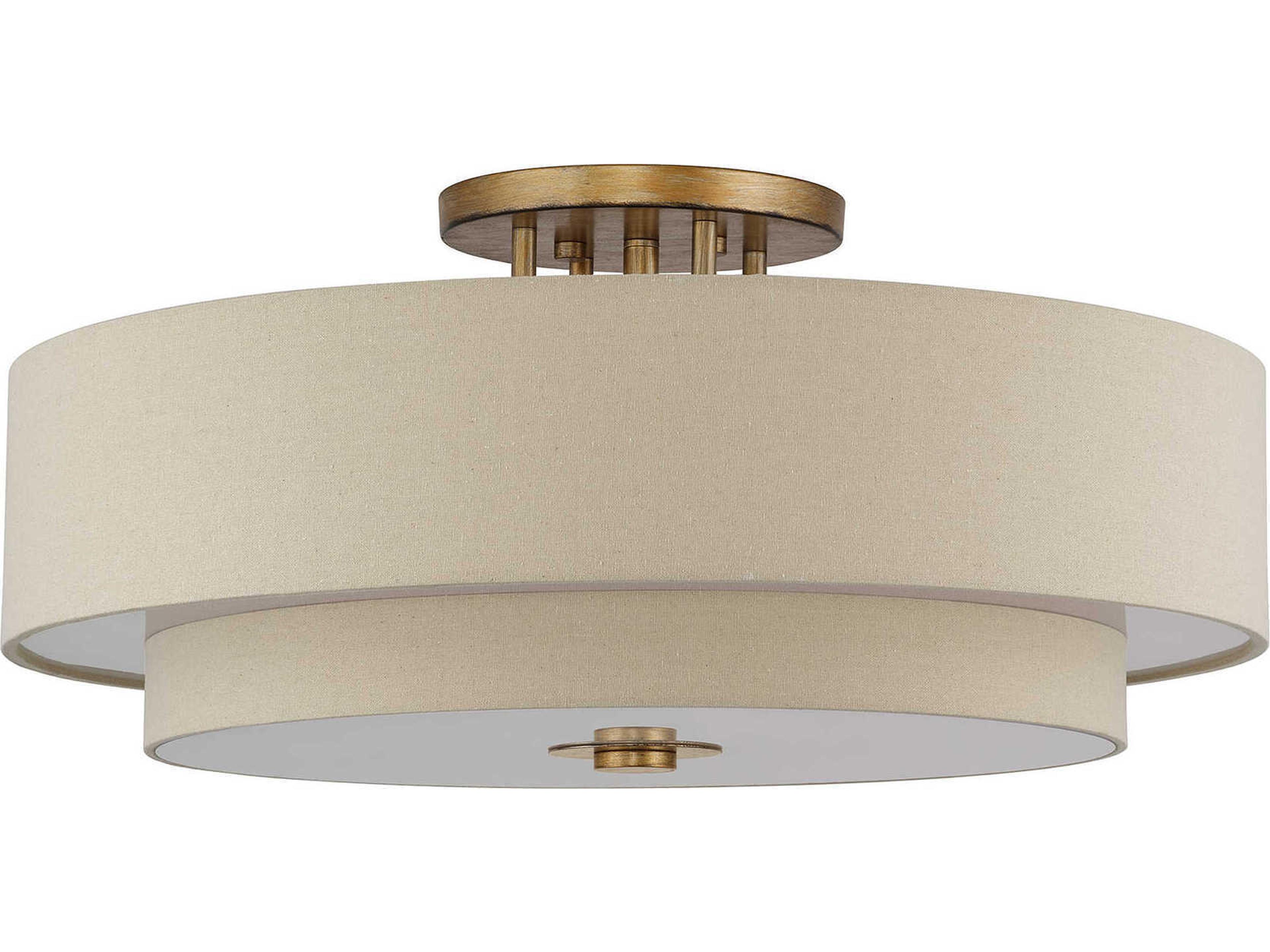 Livex Lighting Bellingham 6-Light Antique Gold Leaf Drum Semi Flush Mount
