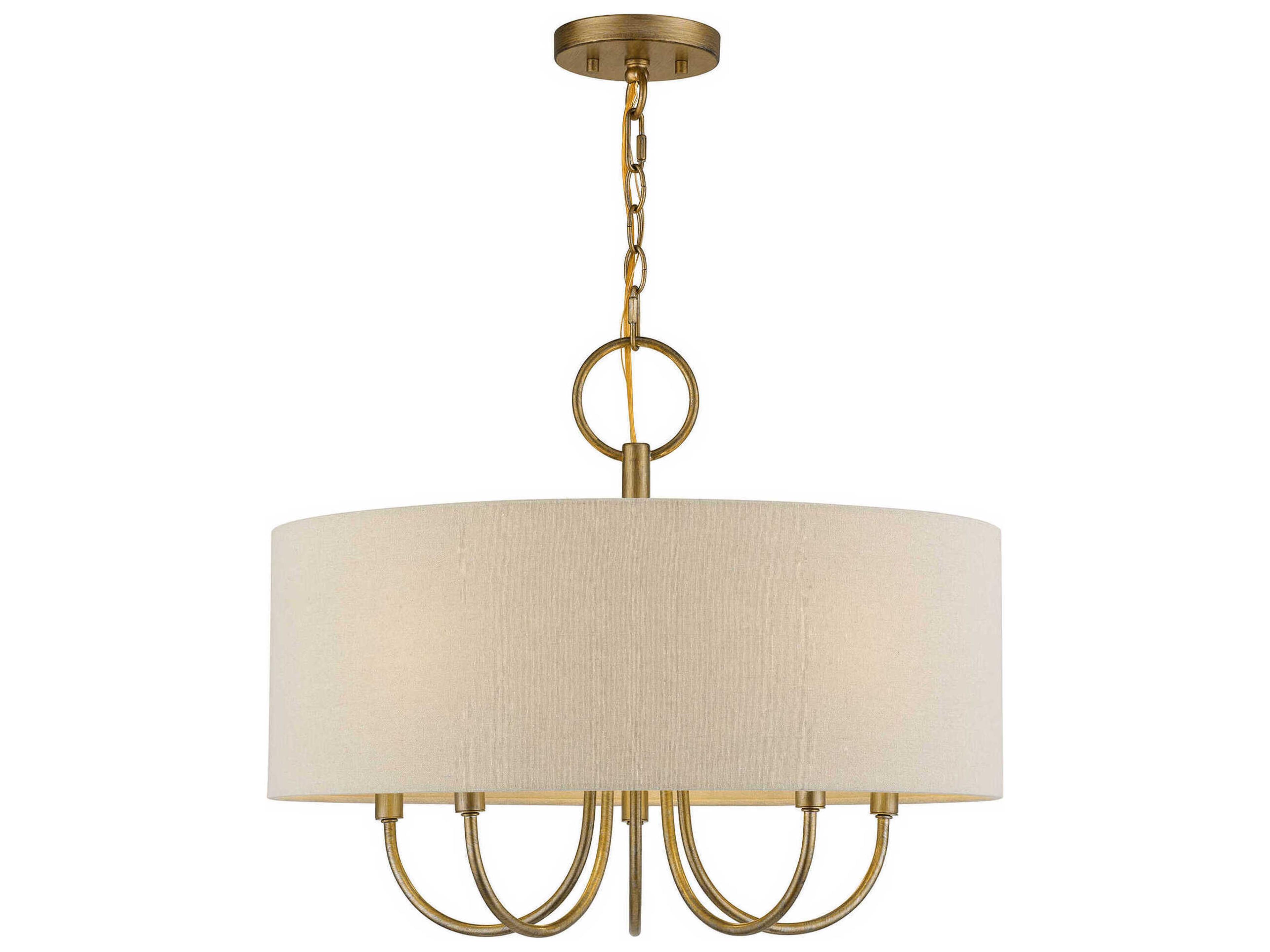 Bellingham 5-Light Antique Gold Leaf Drum Pendant