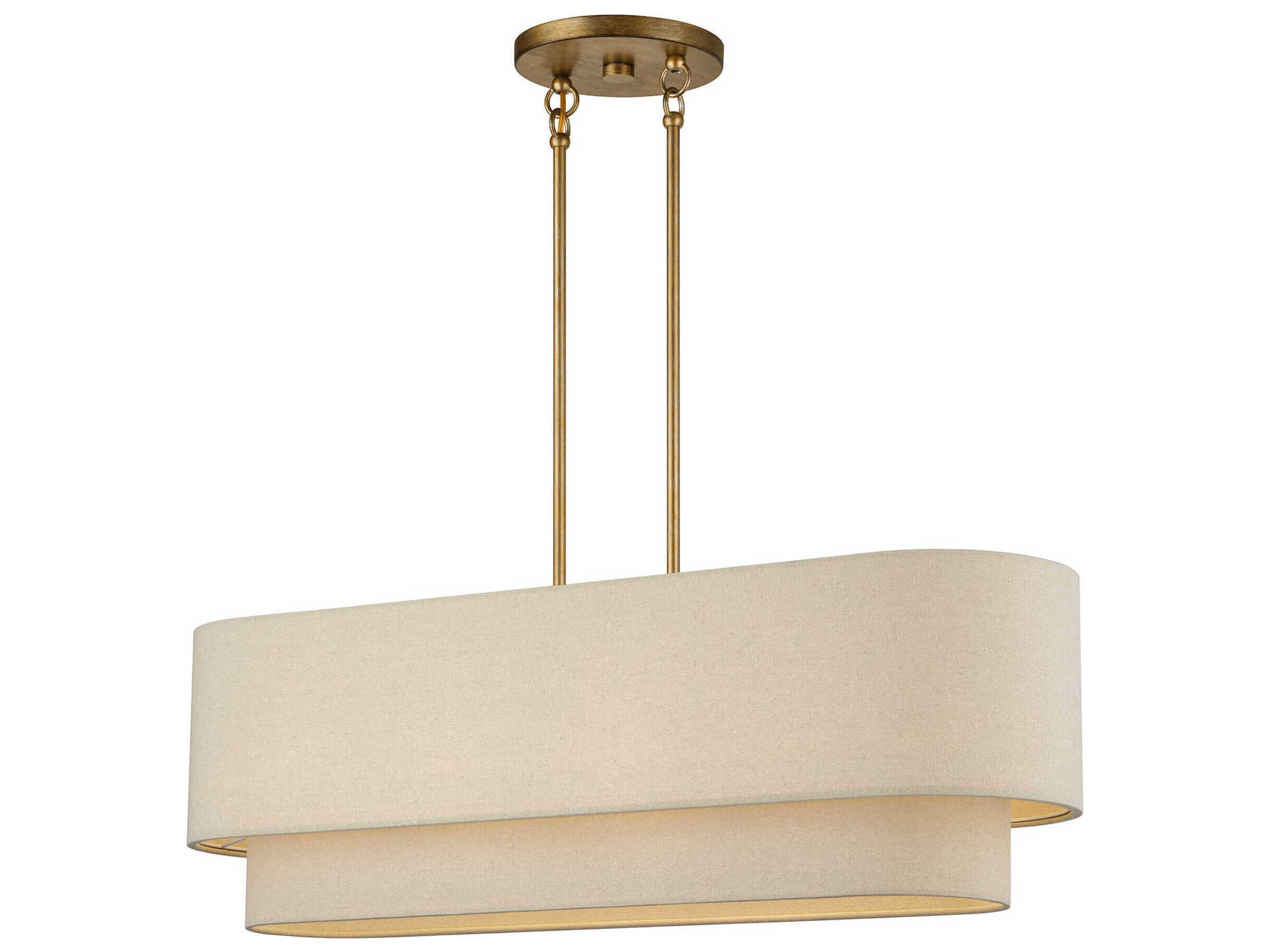 Bellingham 4-Light Antique Gold Leaf Drum Island Pendant