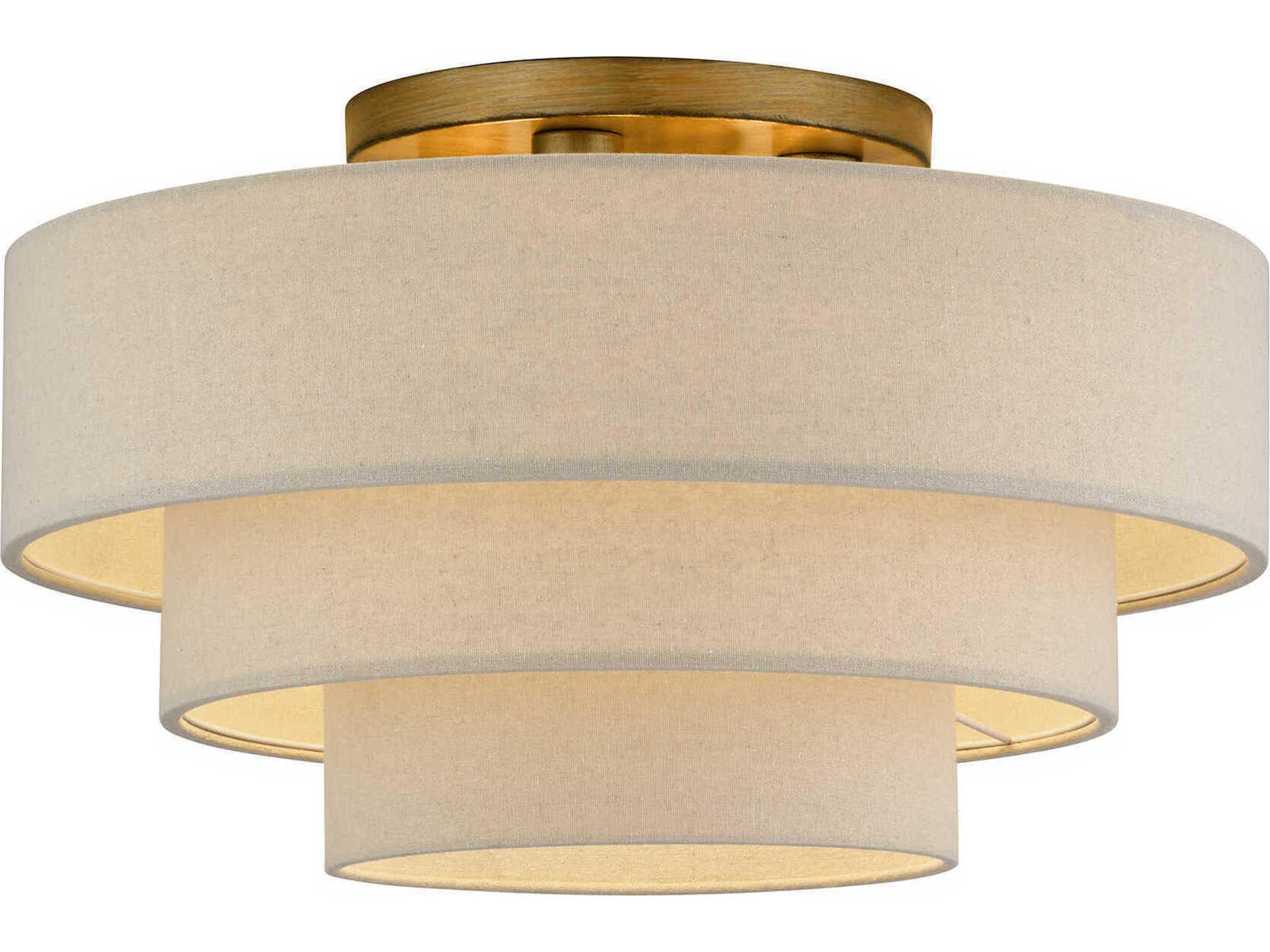 Livex Lighting Bellingham 4-Light Antique Gold Leaf Drum Semi Flush Mount