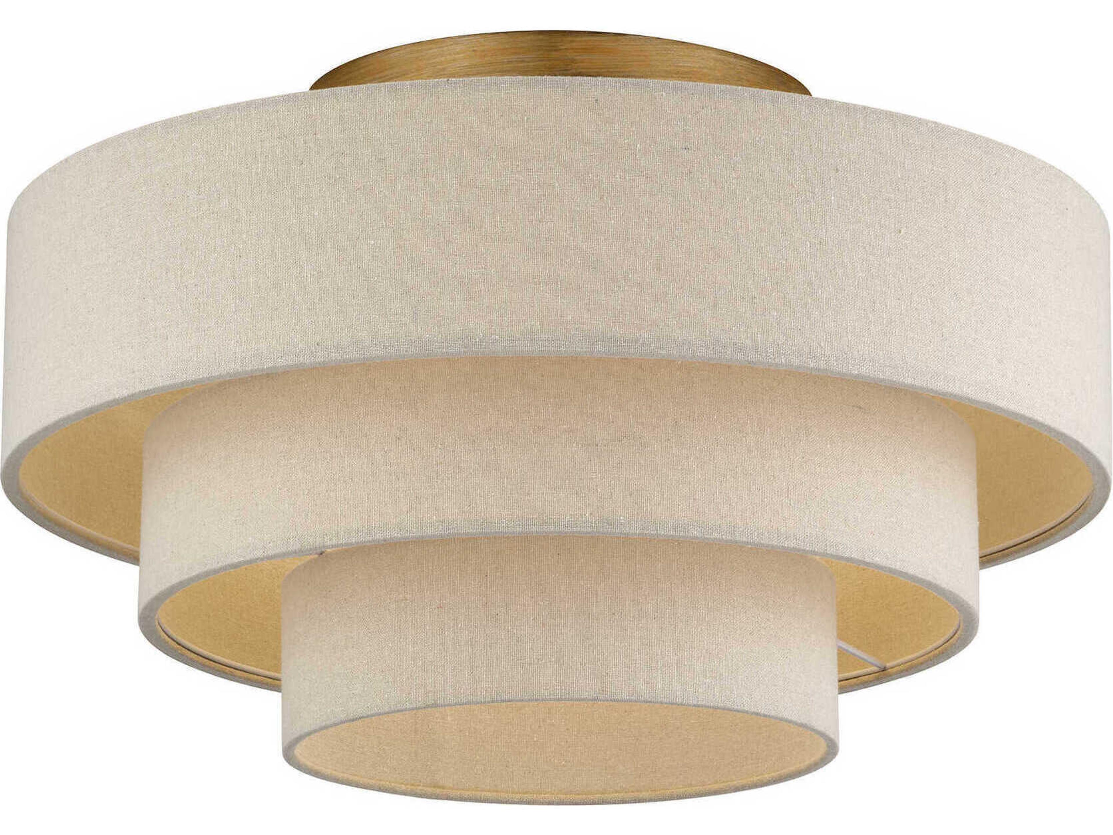 Livex Lighting Bellingham 4-Light Antique Gold Leaf Drum Semi Flush Mount