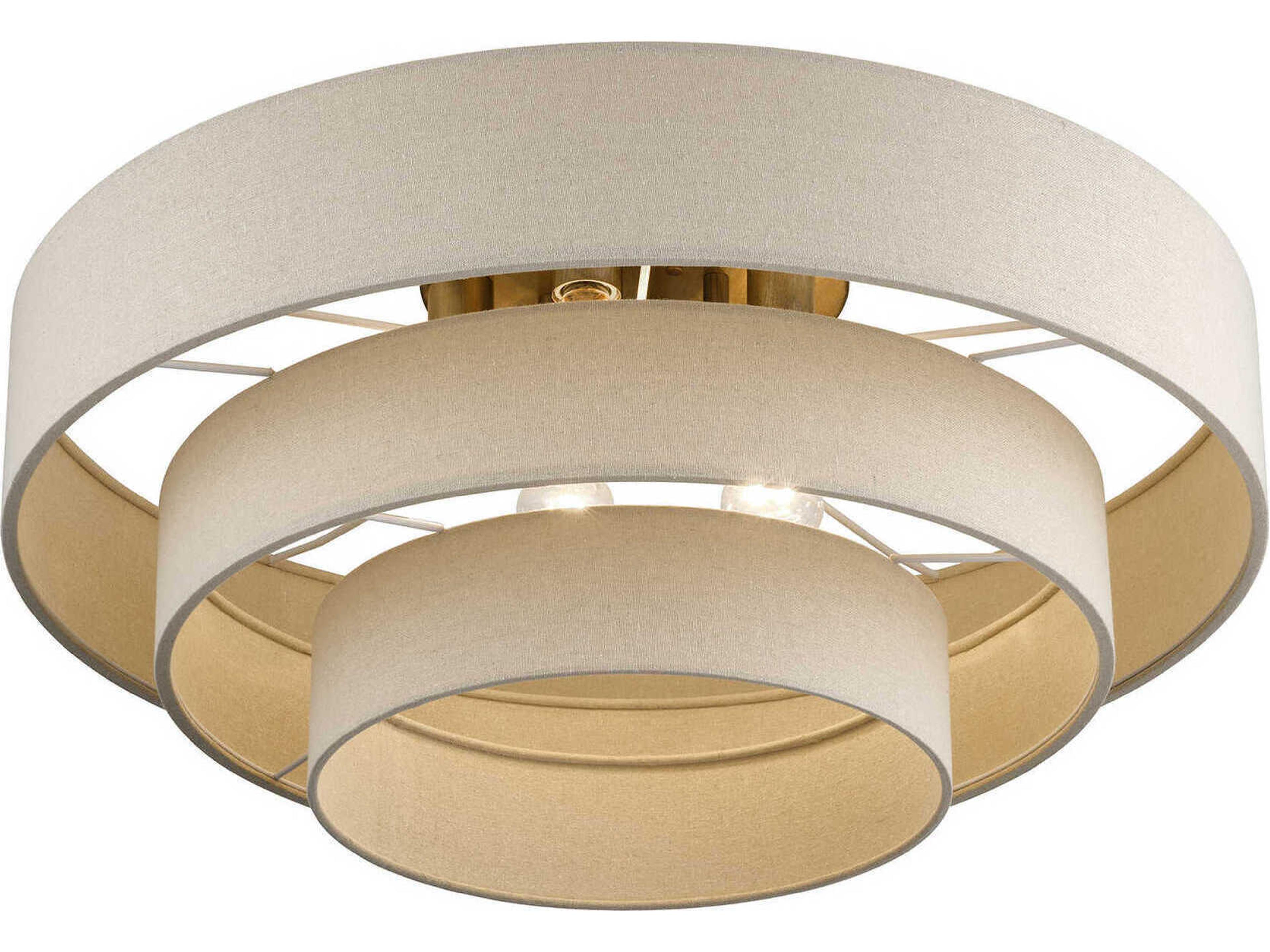 Livex Lighting Bellingham 5-Light Antique Gold Leaf Drum Semi Flush Mount