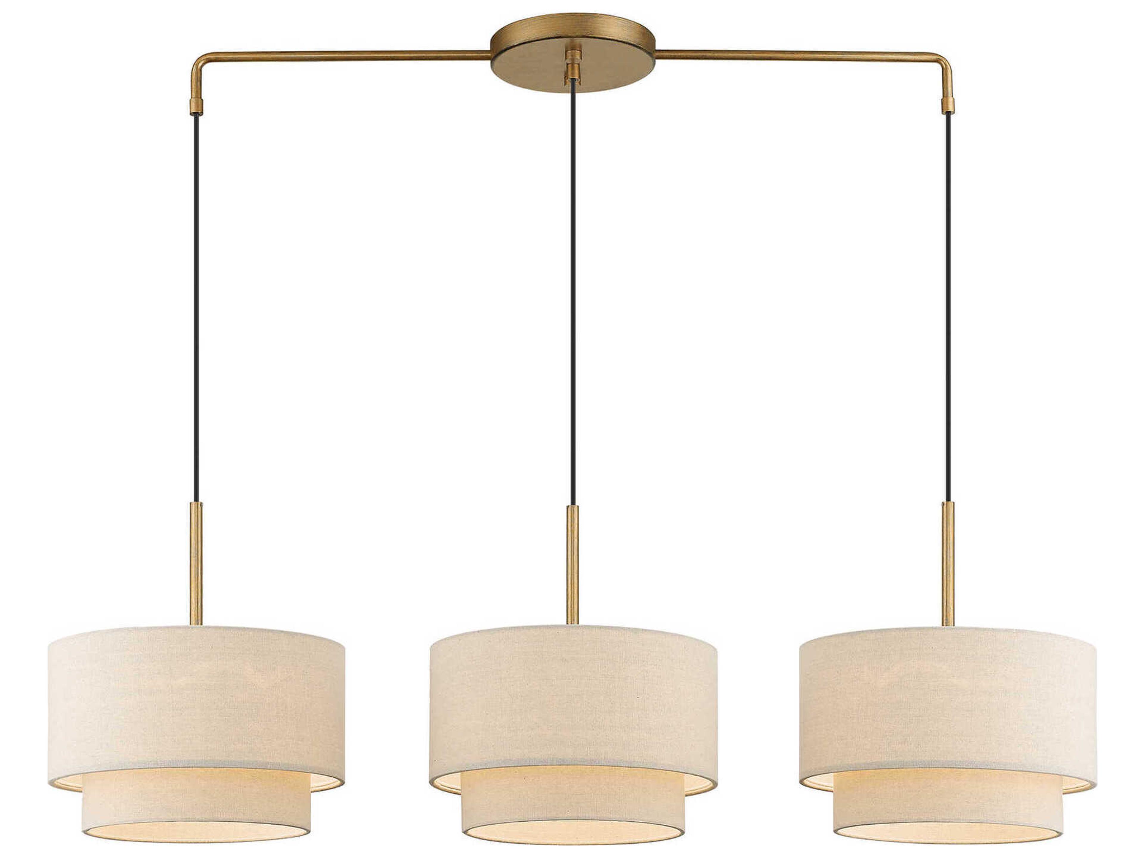 Livex Lighting Bellingham 3-Light Antique Gold Leaf Drum Linear Island Pendant