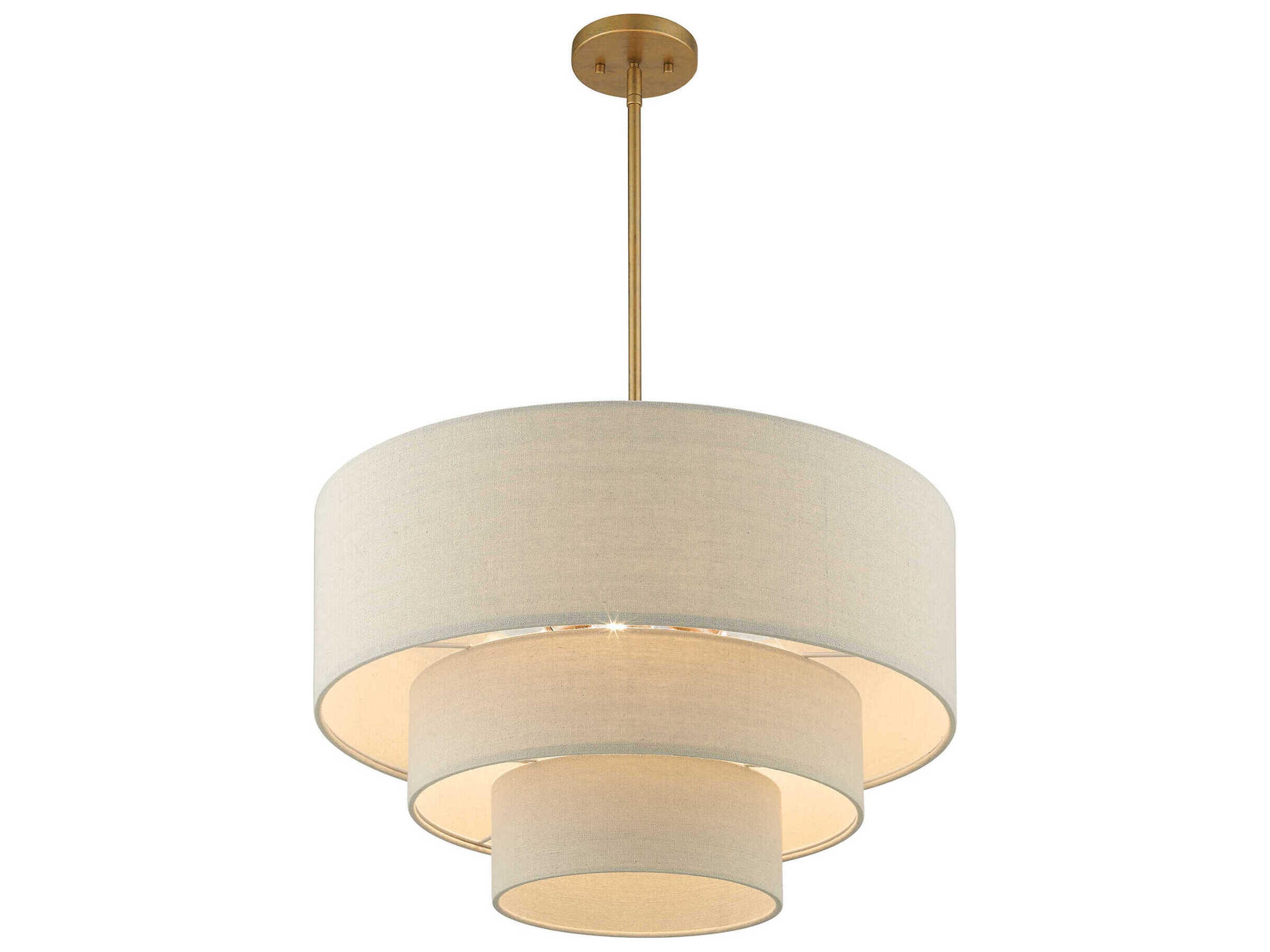 Livex Lighting Bellingham 4-Light Antique Gold Leaf Tiered Pendant
