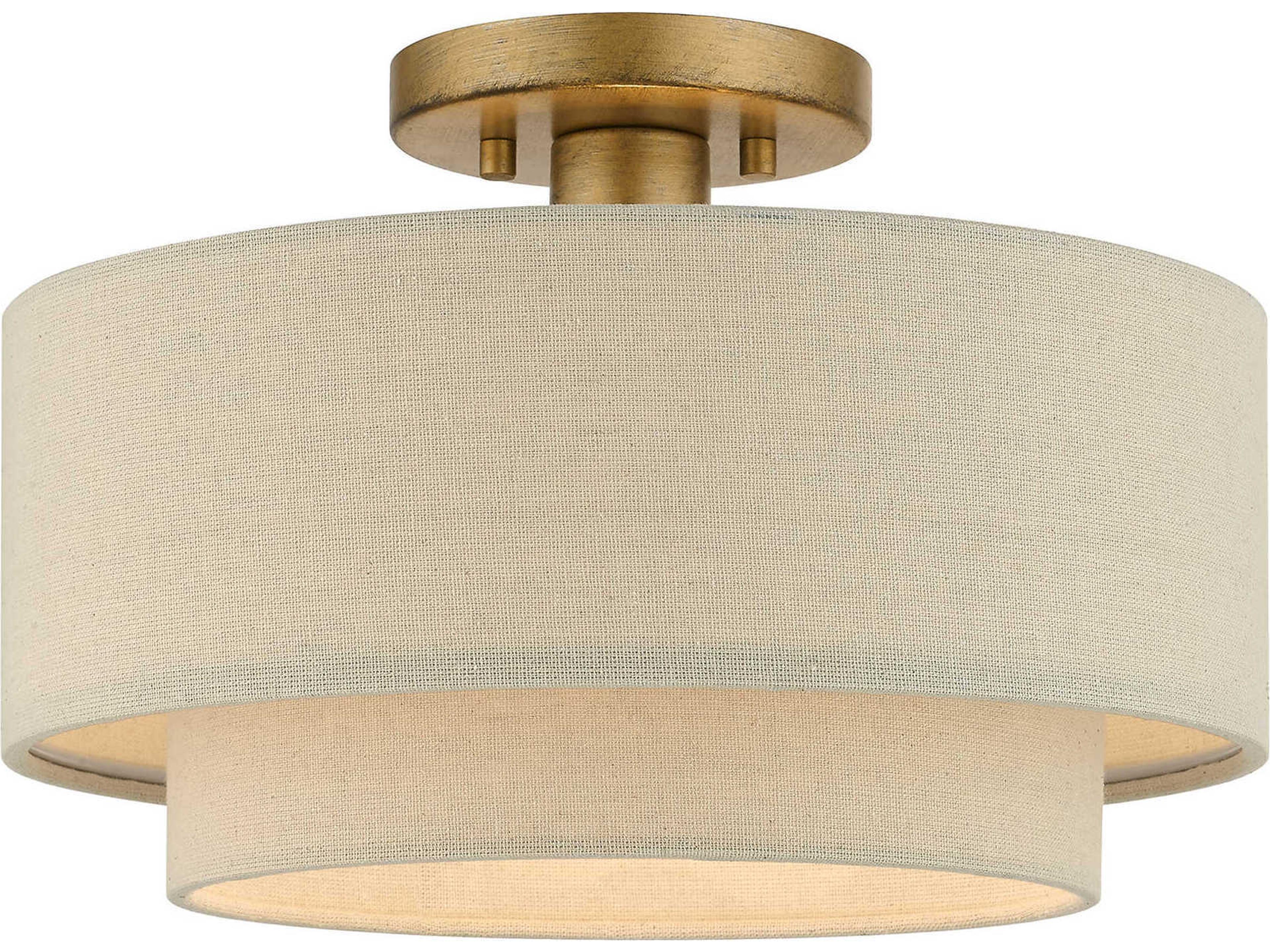 Bellingham 1-Light Antique Gold Leaf Drum Tiered Semi Flush Mount