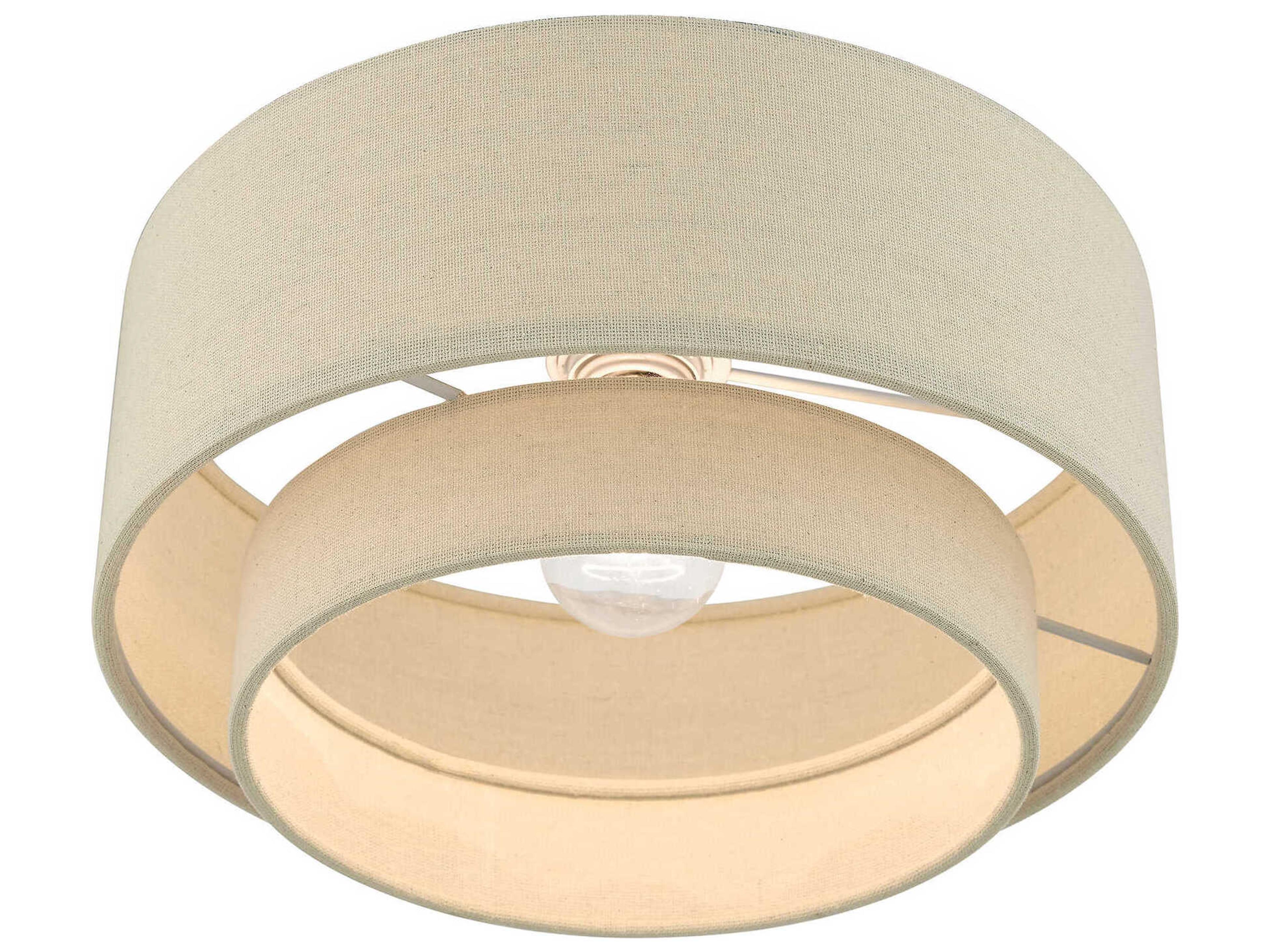 Livex Lighting Bellingham 1-Light Antique Gold Leaf Drum Tiered Semi Flush Mount