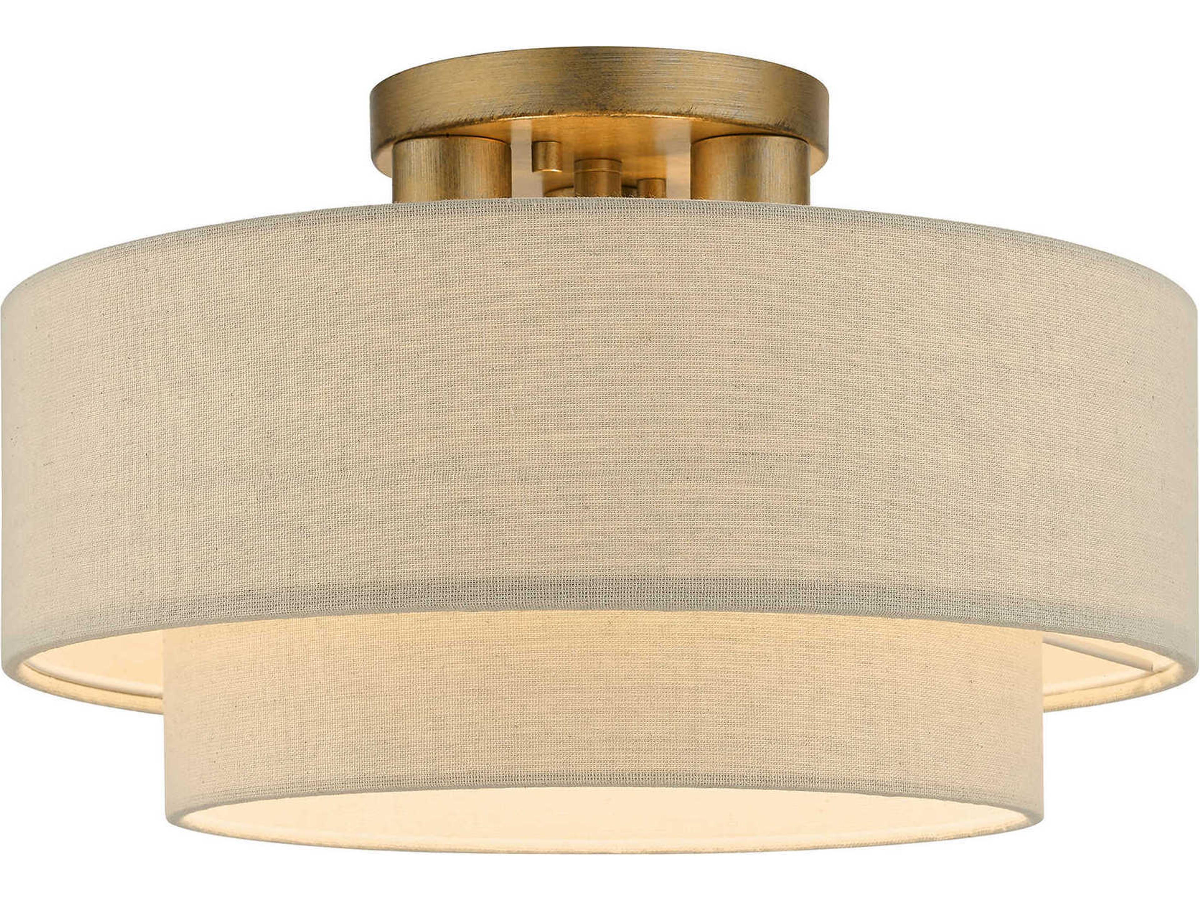 Bellingham 3-Light Antique Gold Leaf Drum Semi Flush Mount