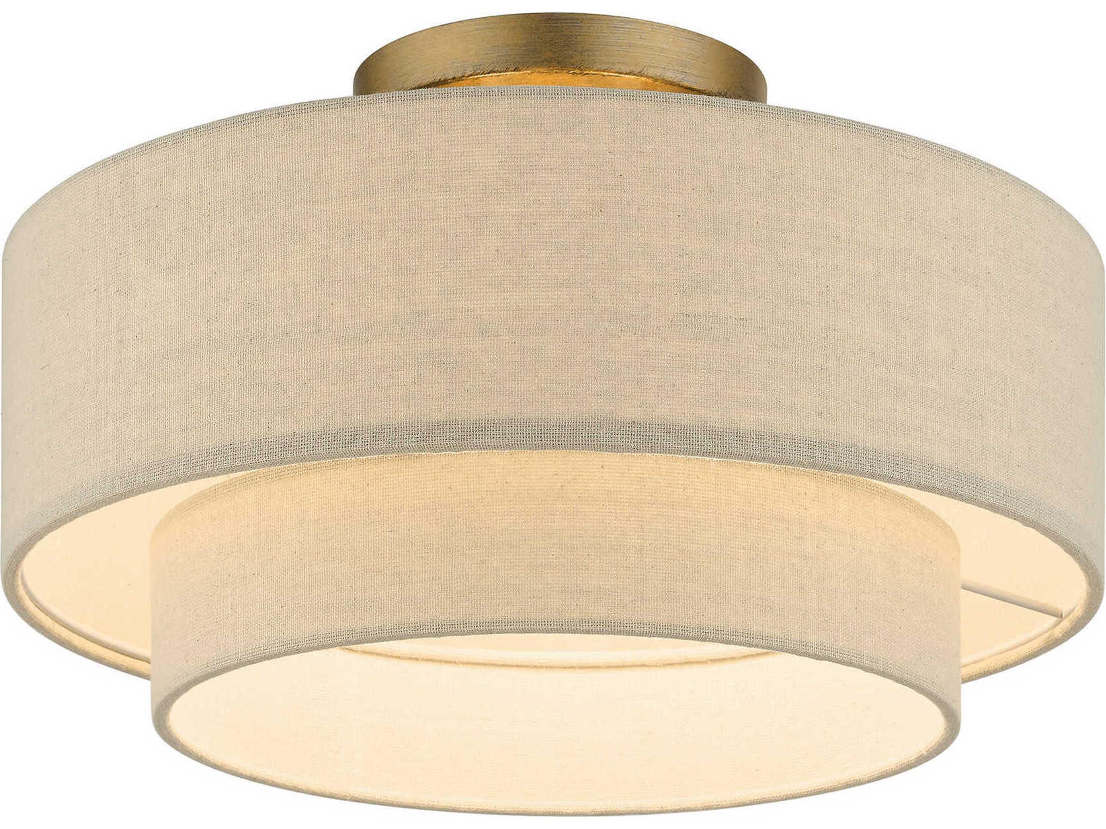 Livex Lighting Bellingham 3-Light Antique Gold Leaf Drum Semi Flush Mount