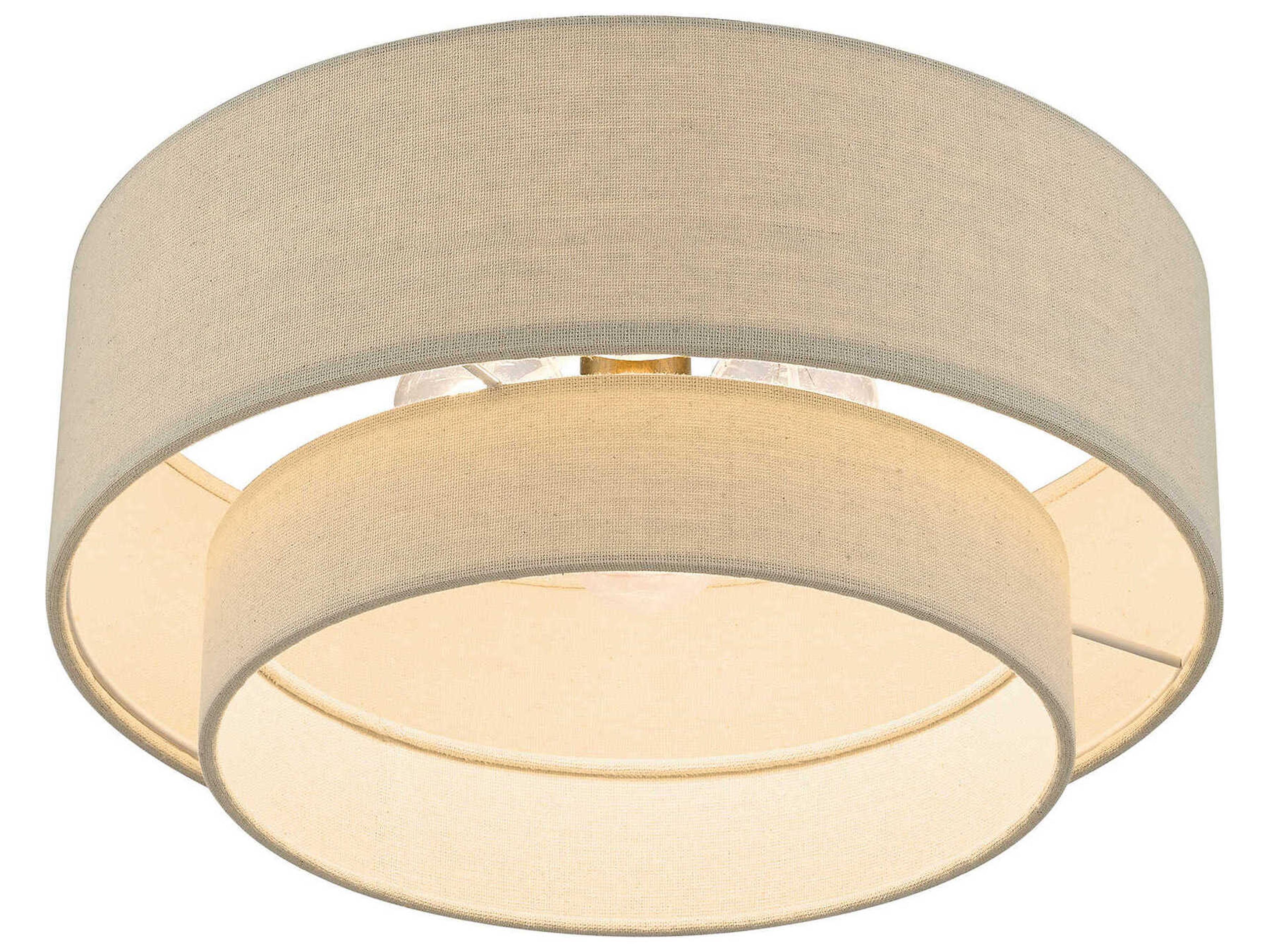 Livex Lighting Bellingham 3-Light Antique Gold Leaf Drum Semi Flush Mount