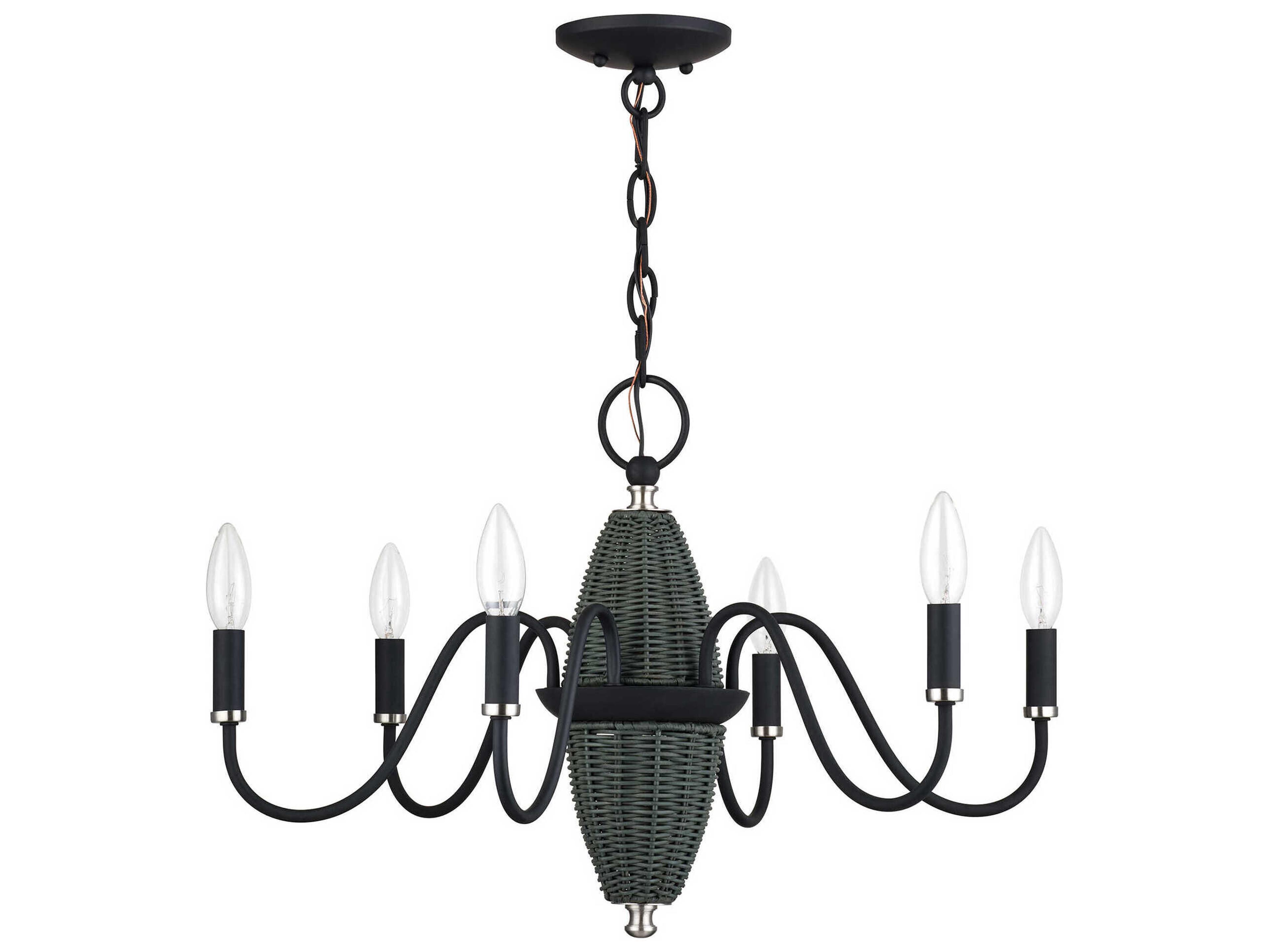 Laurelin 6-Light Black With Brushed Nickel Accents Candelabra Drum Chandelier