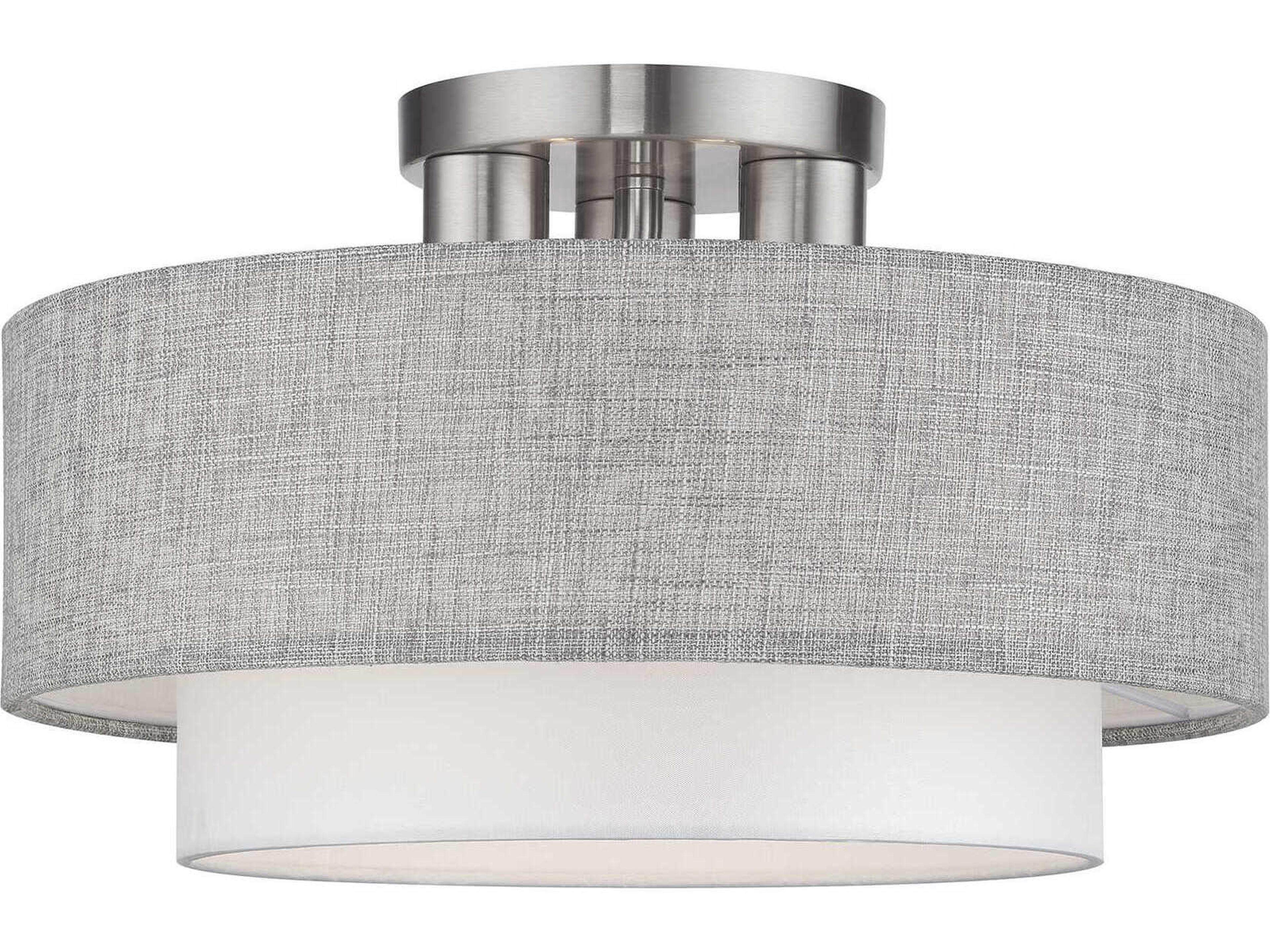 Brookmeade 3-Light Brushed Nickel Semi Flush Mount