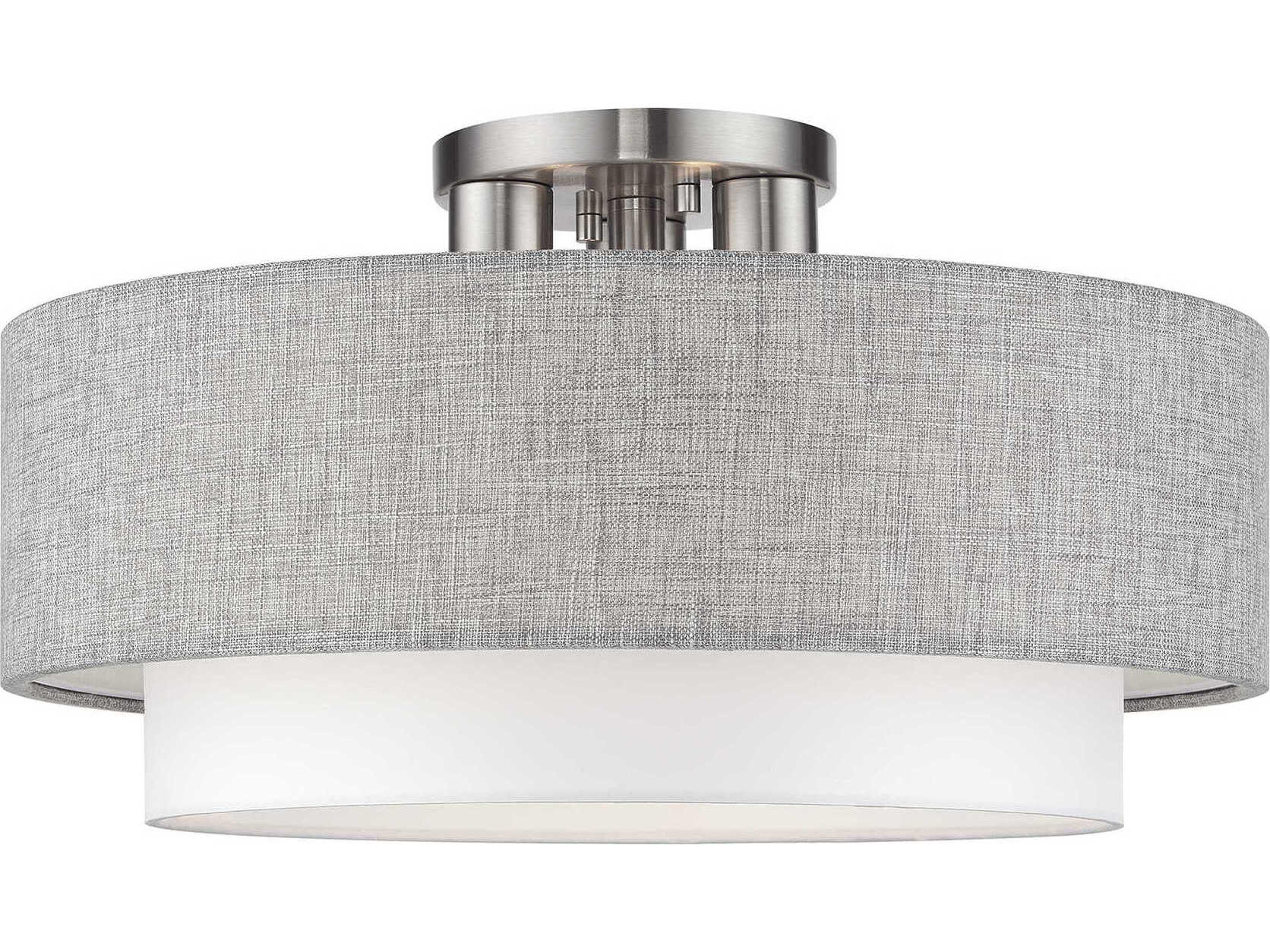 Brookmeade 3-Light Brushed Nickel Semi Flush Mount