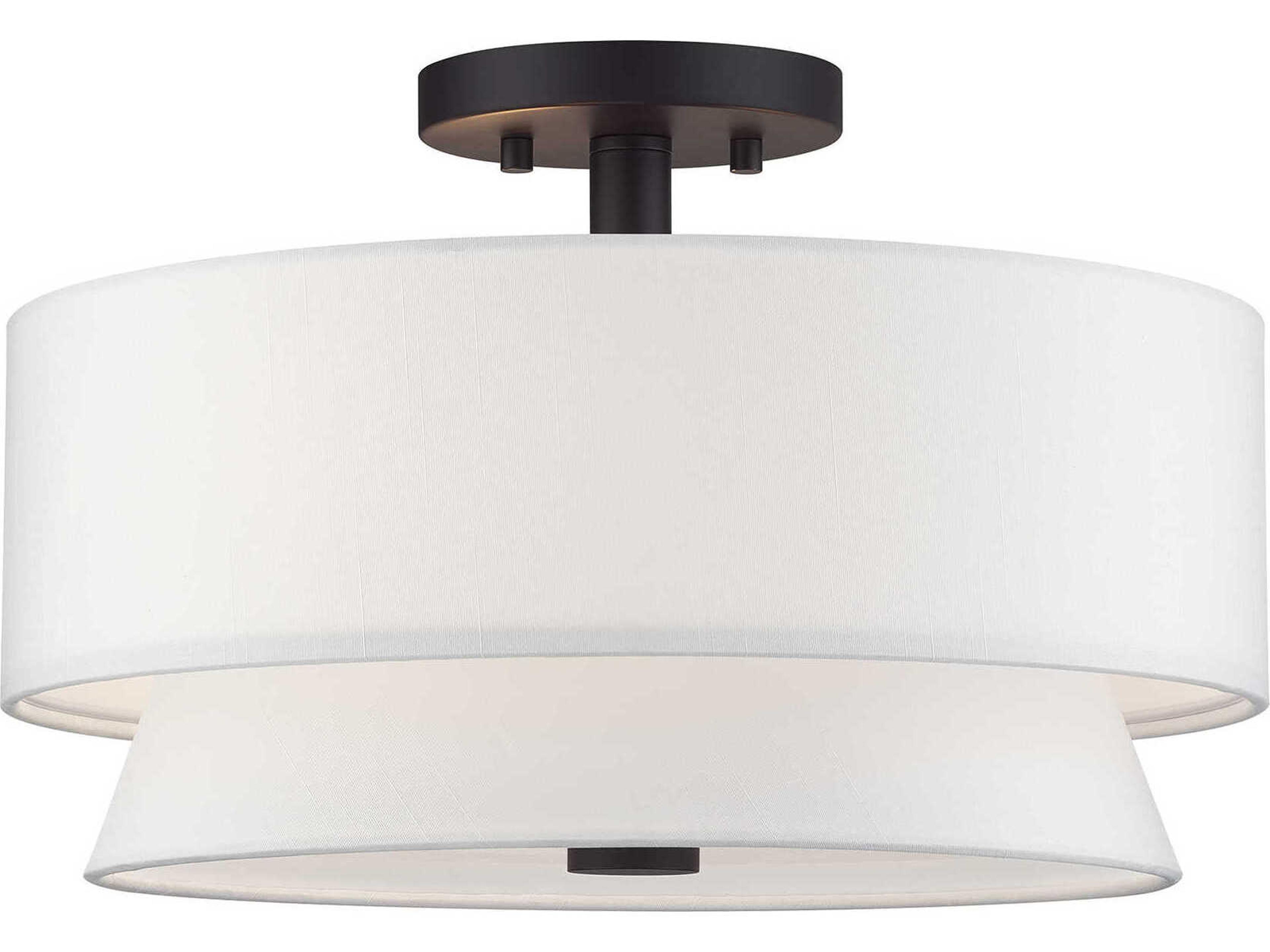 Fontana 3-Light Bronze Drum Semi Flush Mount