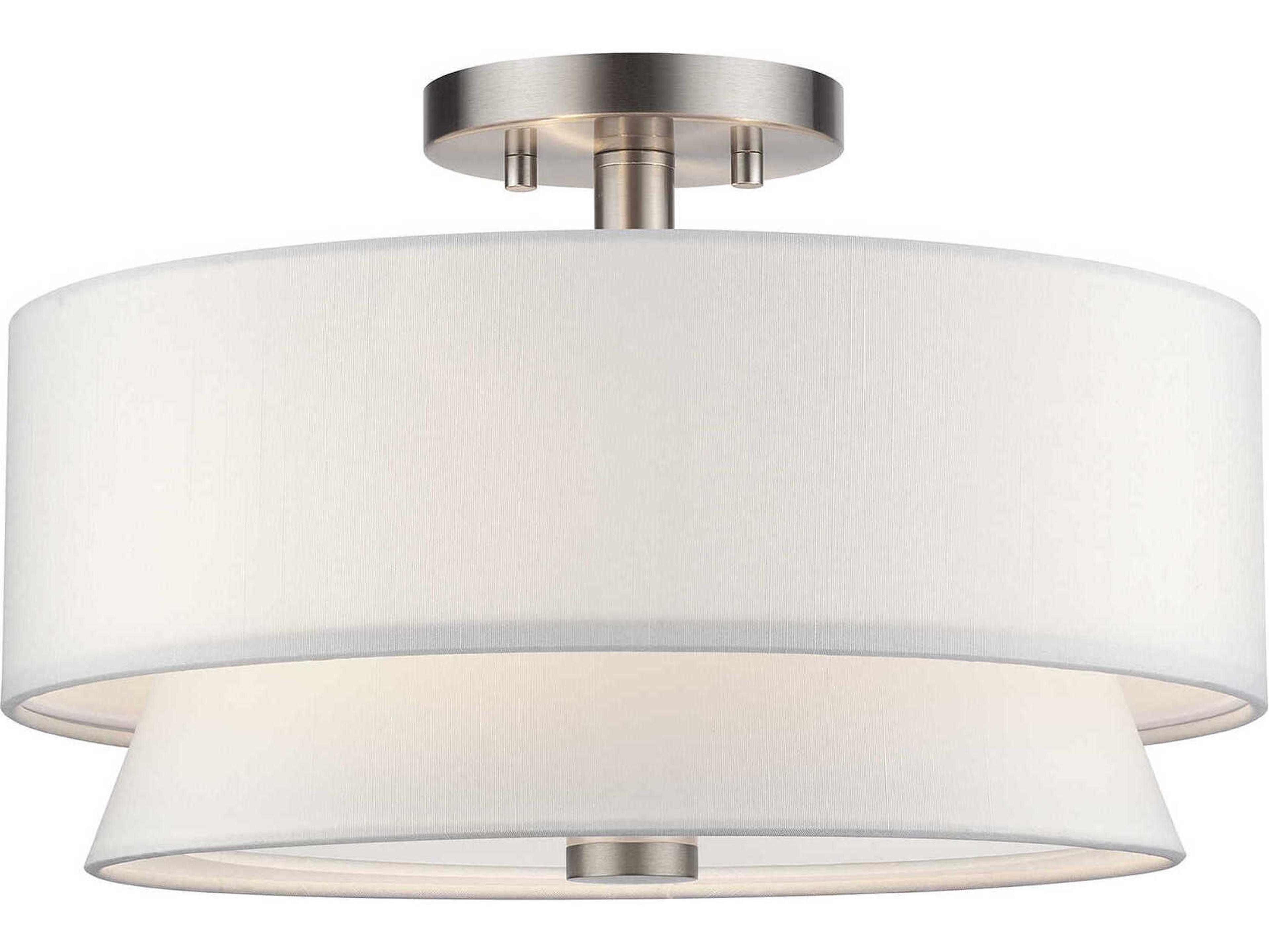 Fontana 3-Light Brushed Nickel Drum Semi Flush Mount