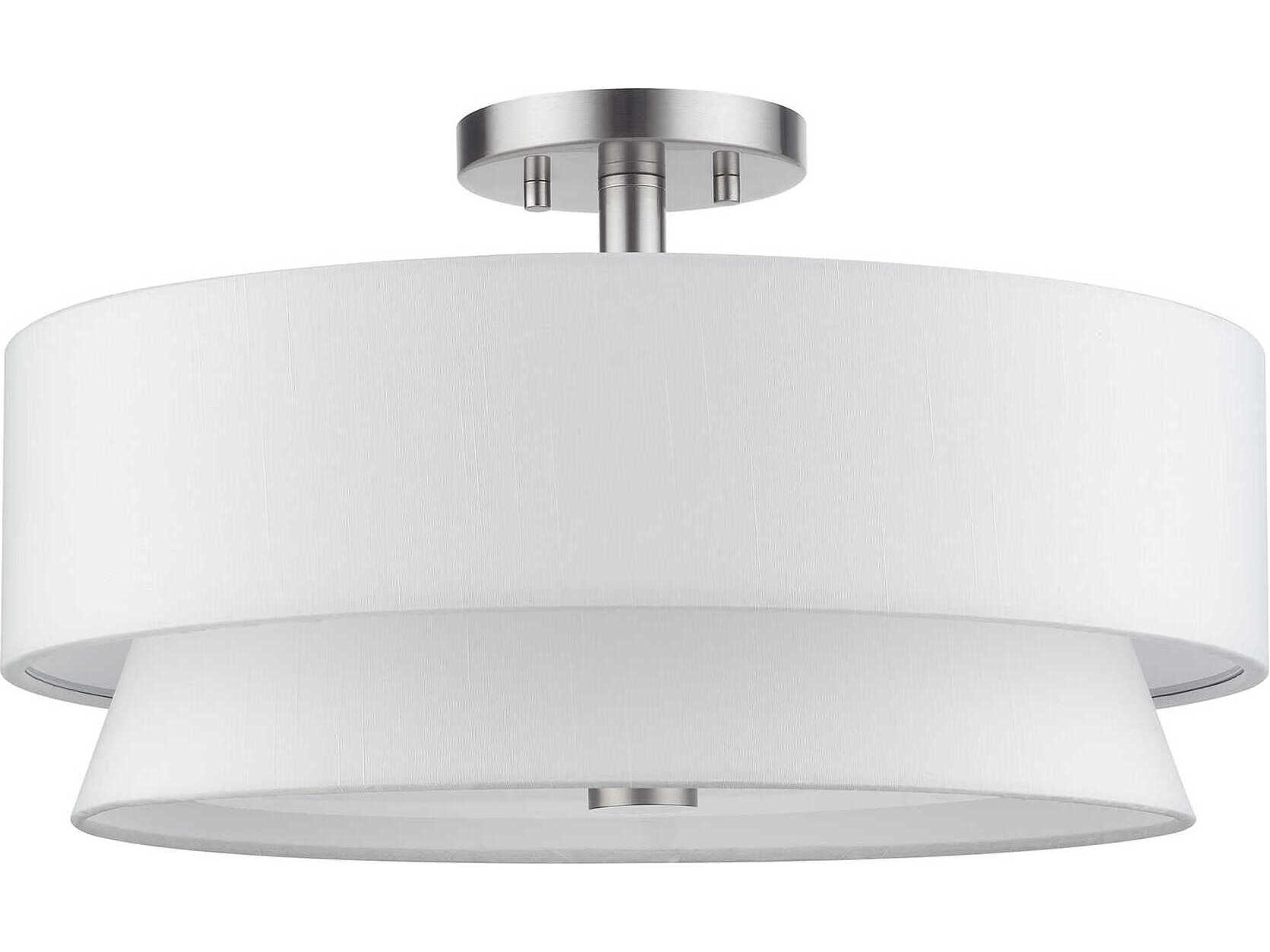 Livex Lighting Fontana 4-Light Brushed Nickel Drum Semi Flush Mount