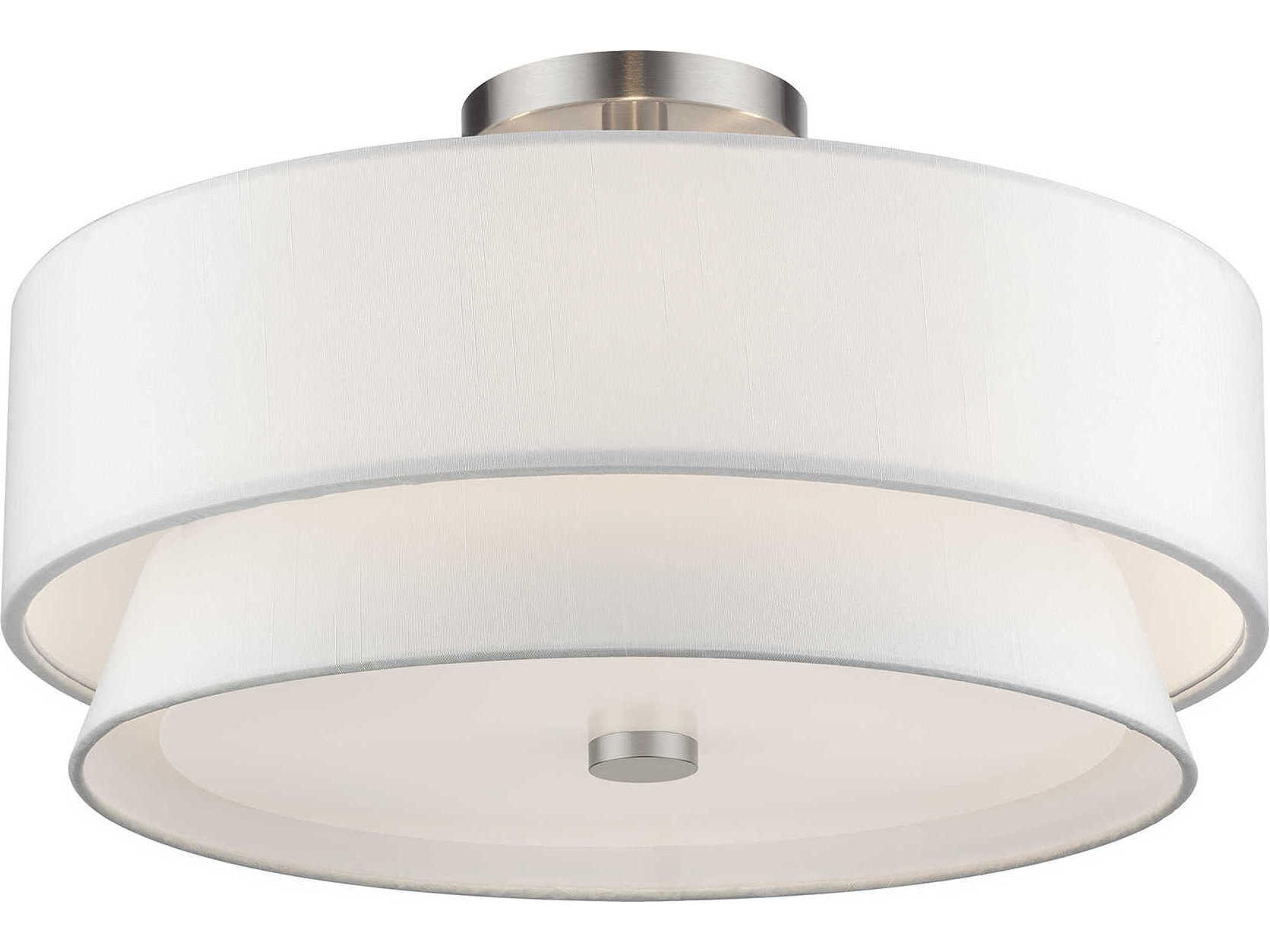Livex Lighting Fontana 4-Light Brushed Nickel Drum Semi Flush Mount
