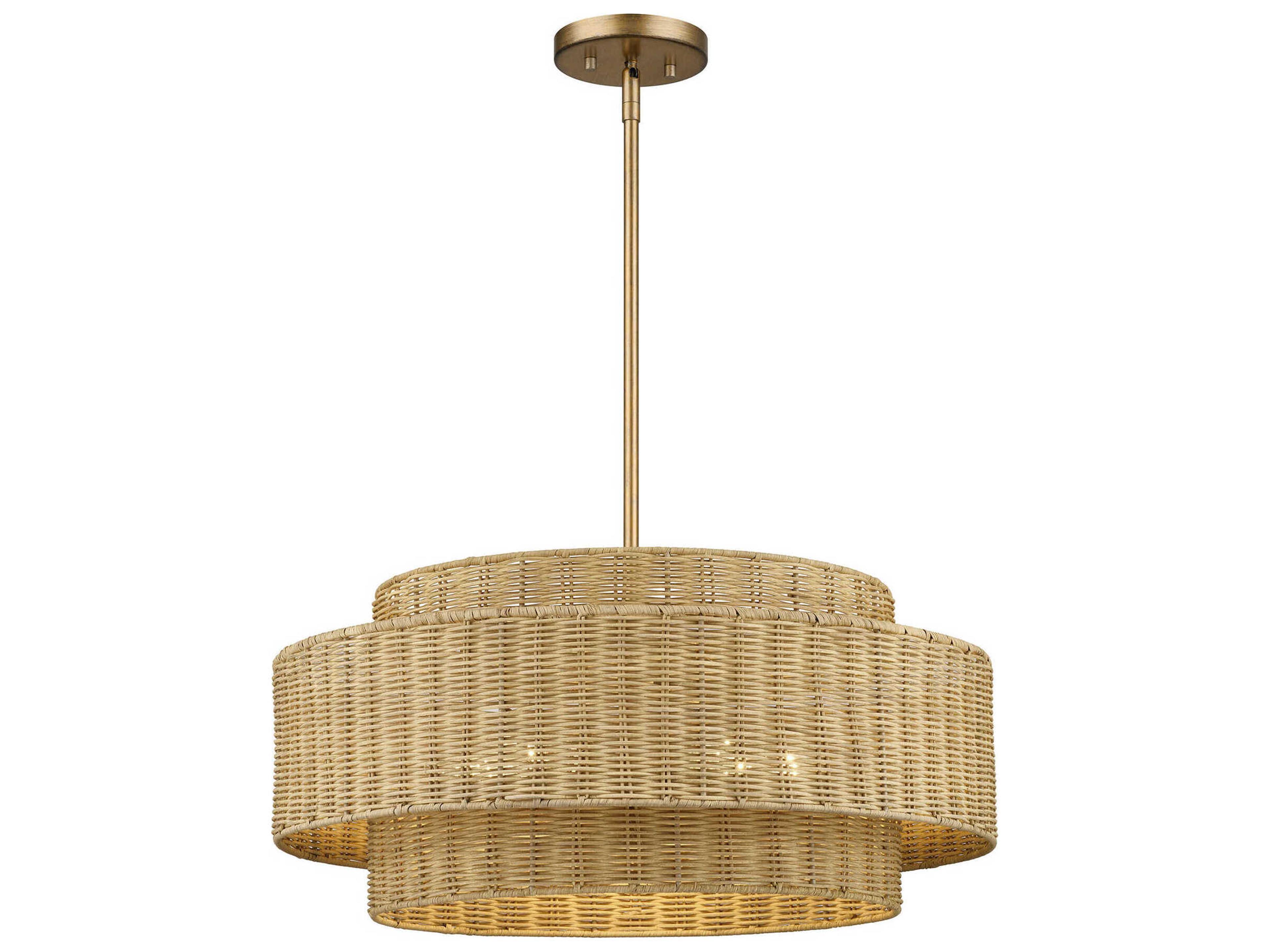 Livex Lighting Weavington 5-Light Antique Gold Leaf Drum Pendant