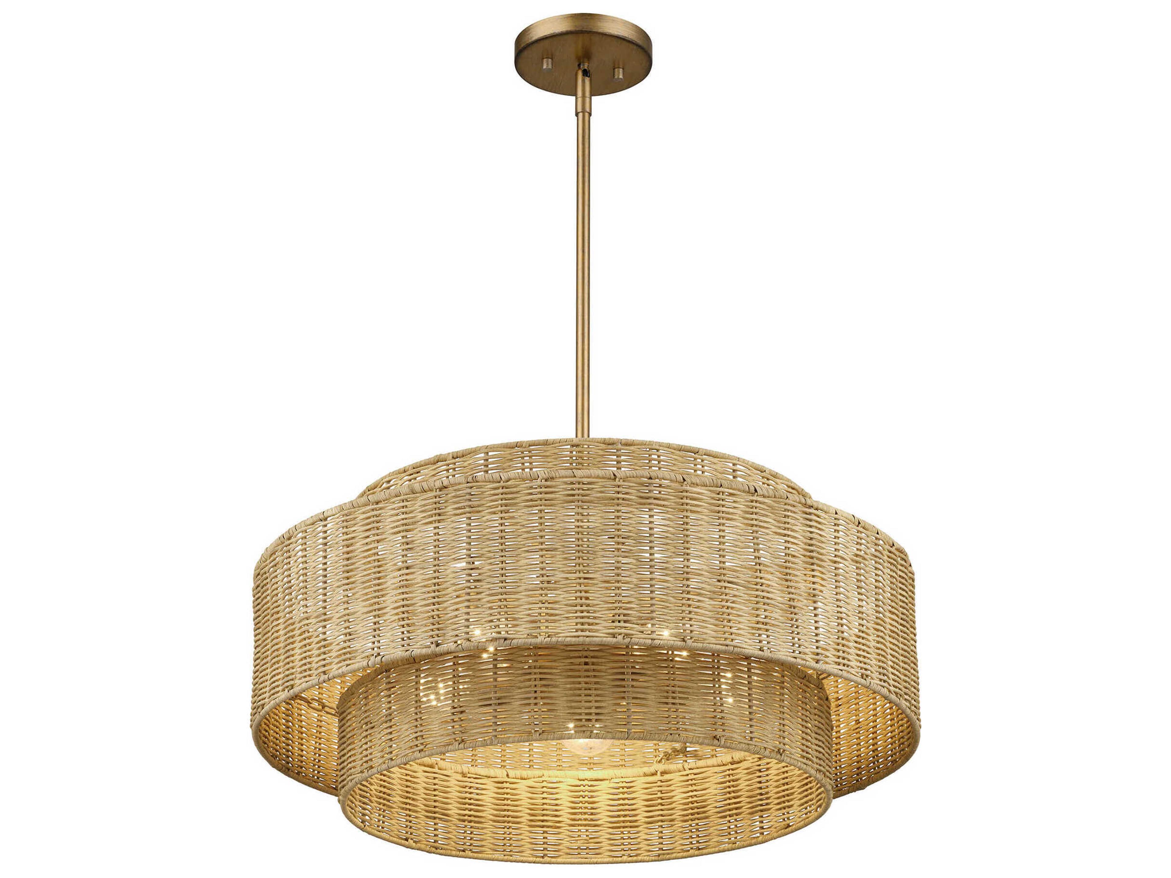 Livex Lighting Weavington 5-Light Antique Gold Leaf Drum Pendant