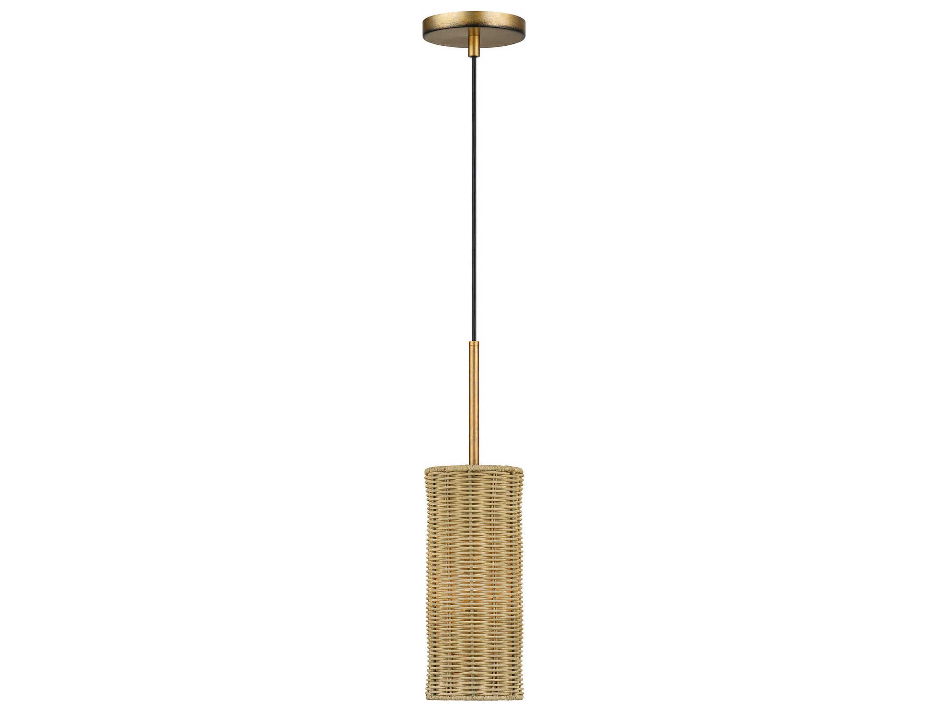 Livex Lighting Weavington 1-Light Antique Gold Leaf Cylinder Mini Pendant
