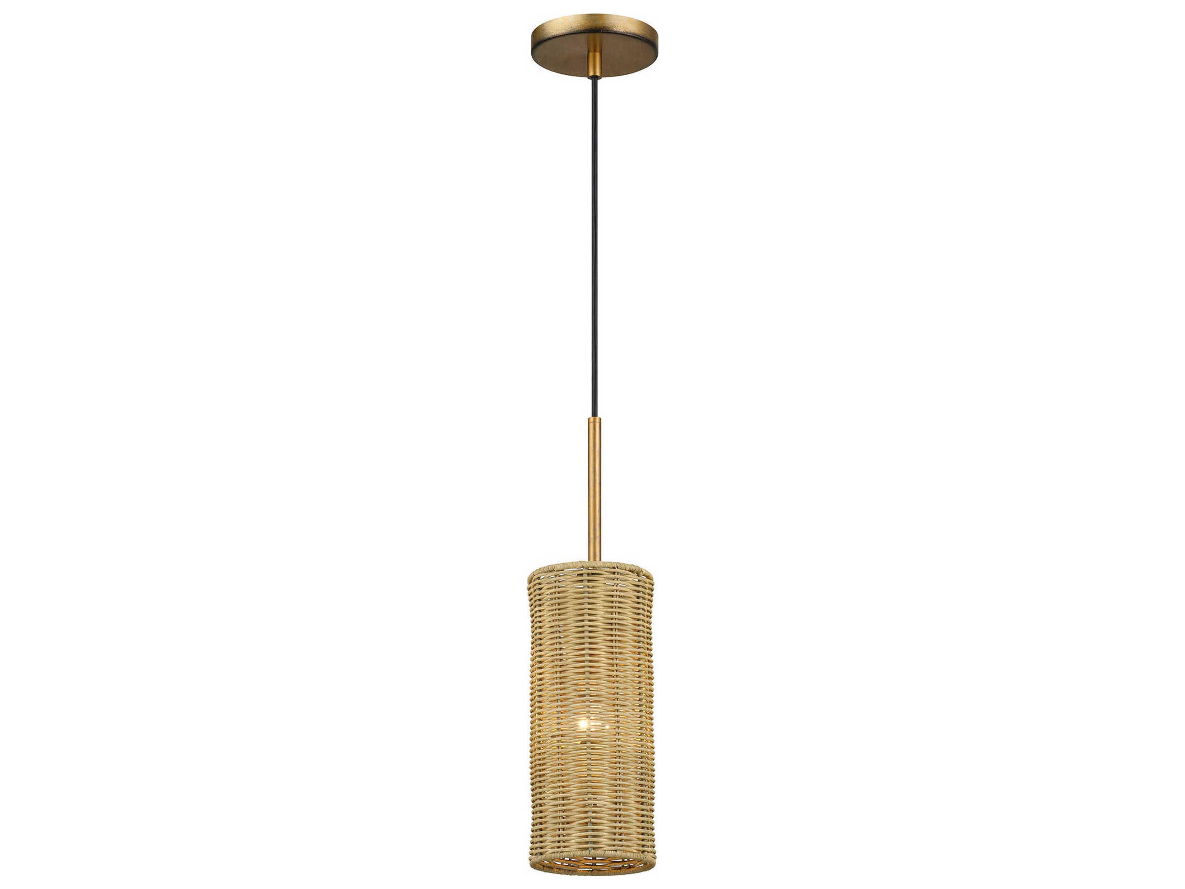 Livex Lighting Weavington 1-Light Antique Gold Leaf Cylinder Mini Pendant
