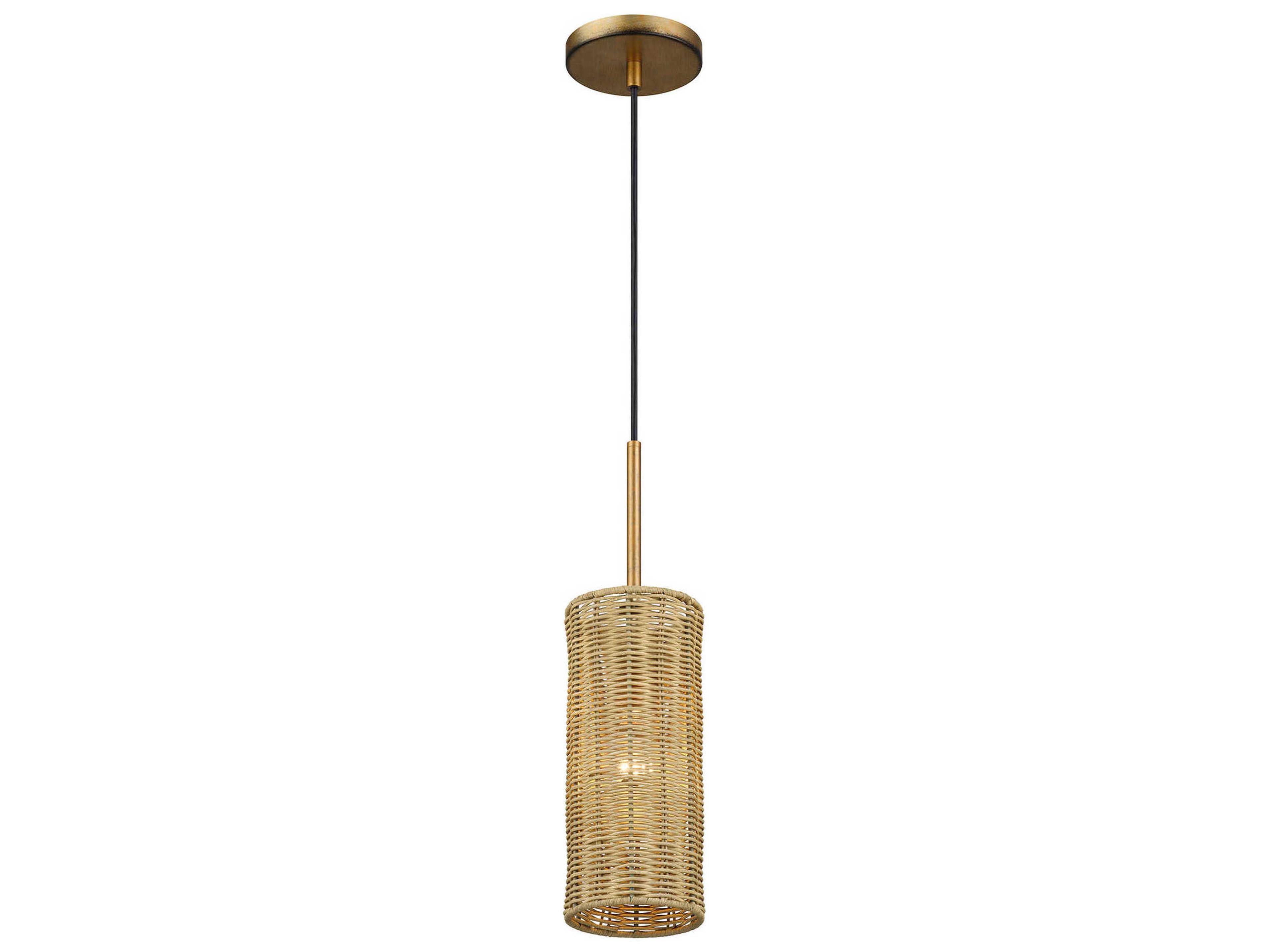 Livex Lighting Weavington 1-Light Antique Gold Leaf Cylinder Mini Pendant